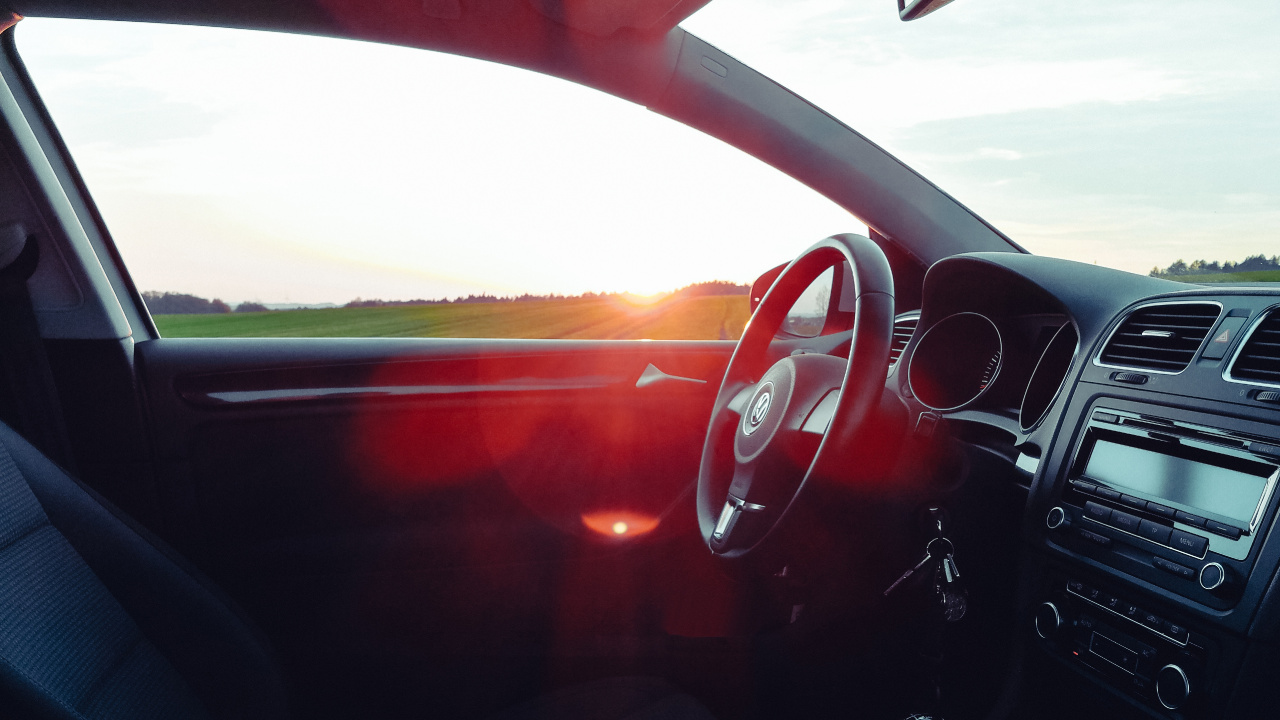 Обои Фольксваген, авто, Фольксваген гольф, рулевое колесо, красный цвет в разрешении 1280x720