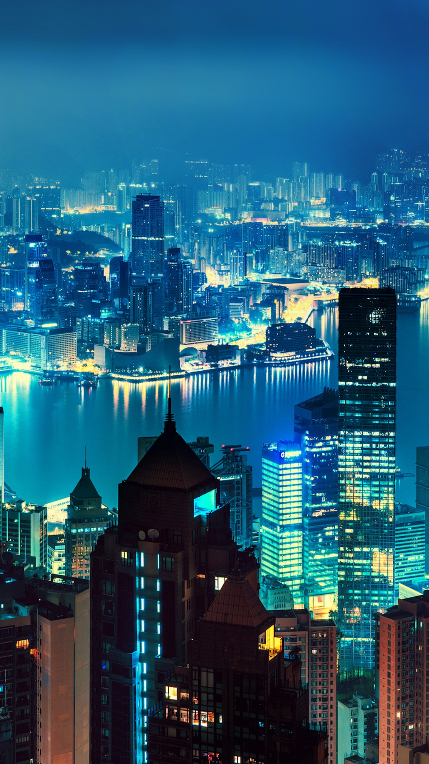 Обои город, городской пейзаж, метрополия, городской район, линия горизонта в разрешении 1440x2560