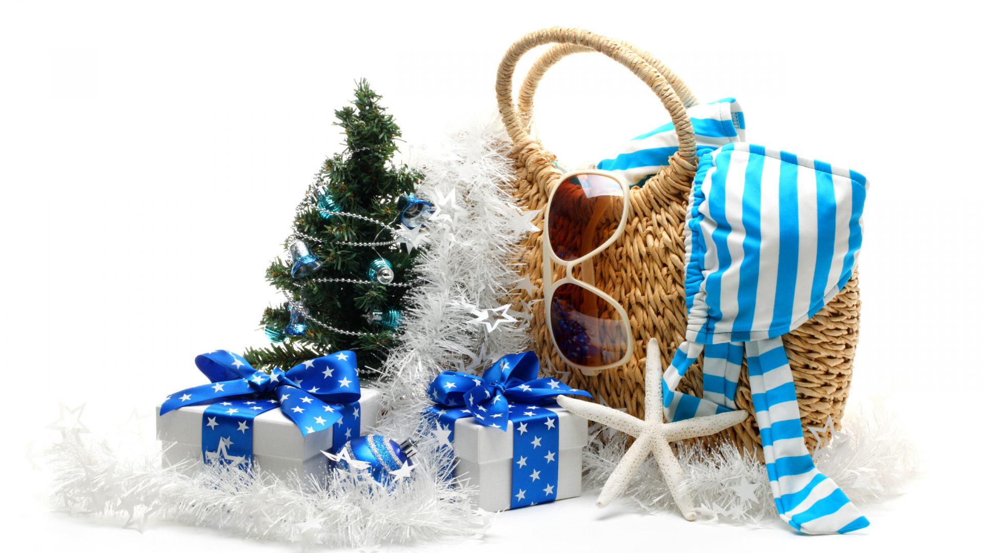 Обои Рождественский день, Рождественский подарок, елка, Рождественские украшения, Рождество в разрешении 1920x1080