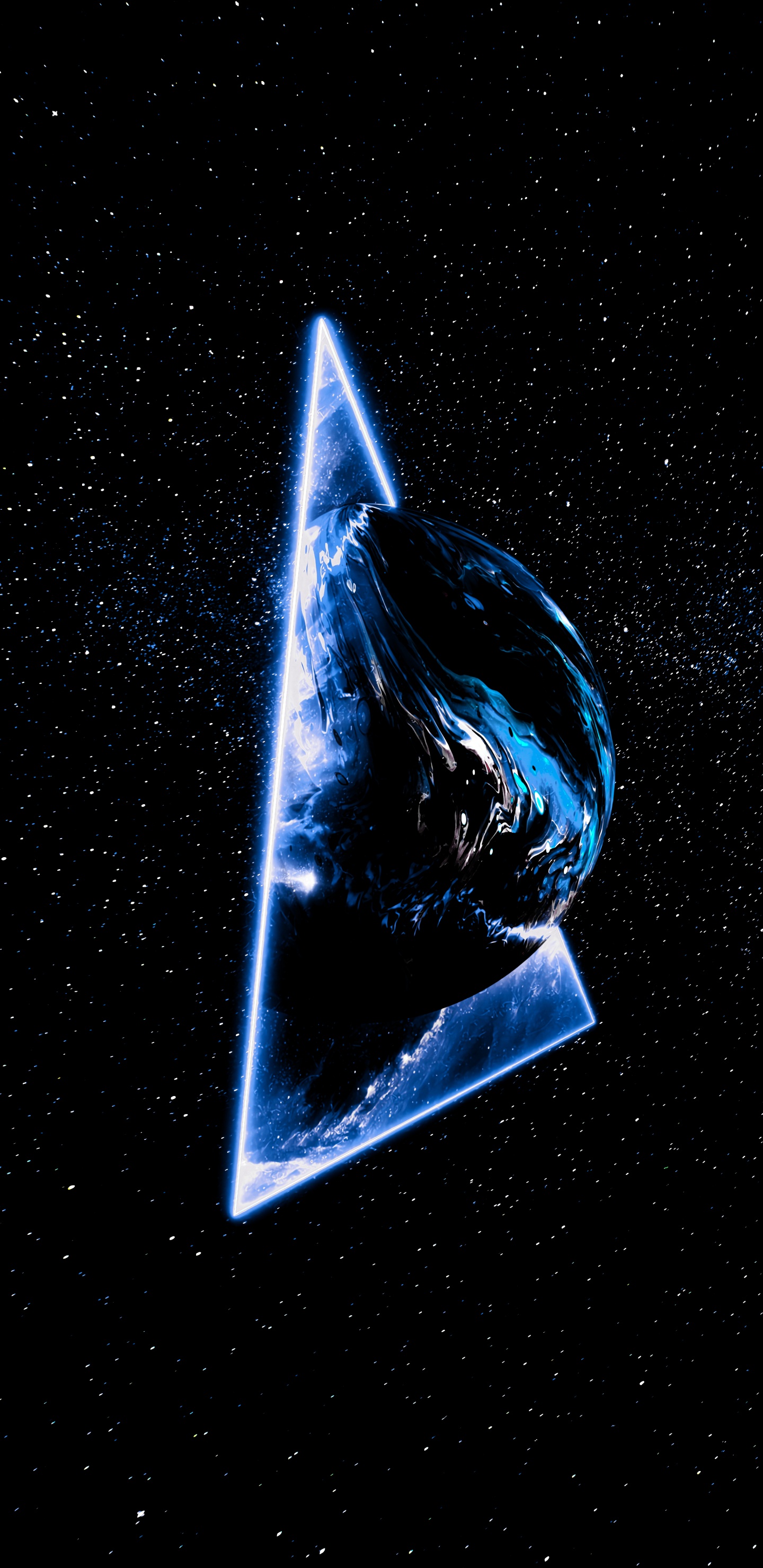 Обои атмосфера, Галактика, треугольник, астрономический объект, автомобильное освещение в разрешении 1440x2960