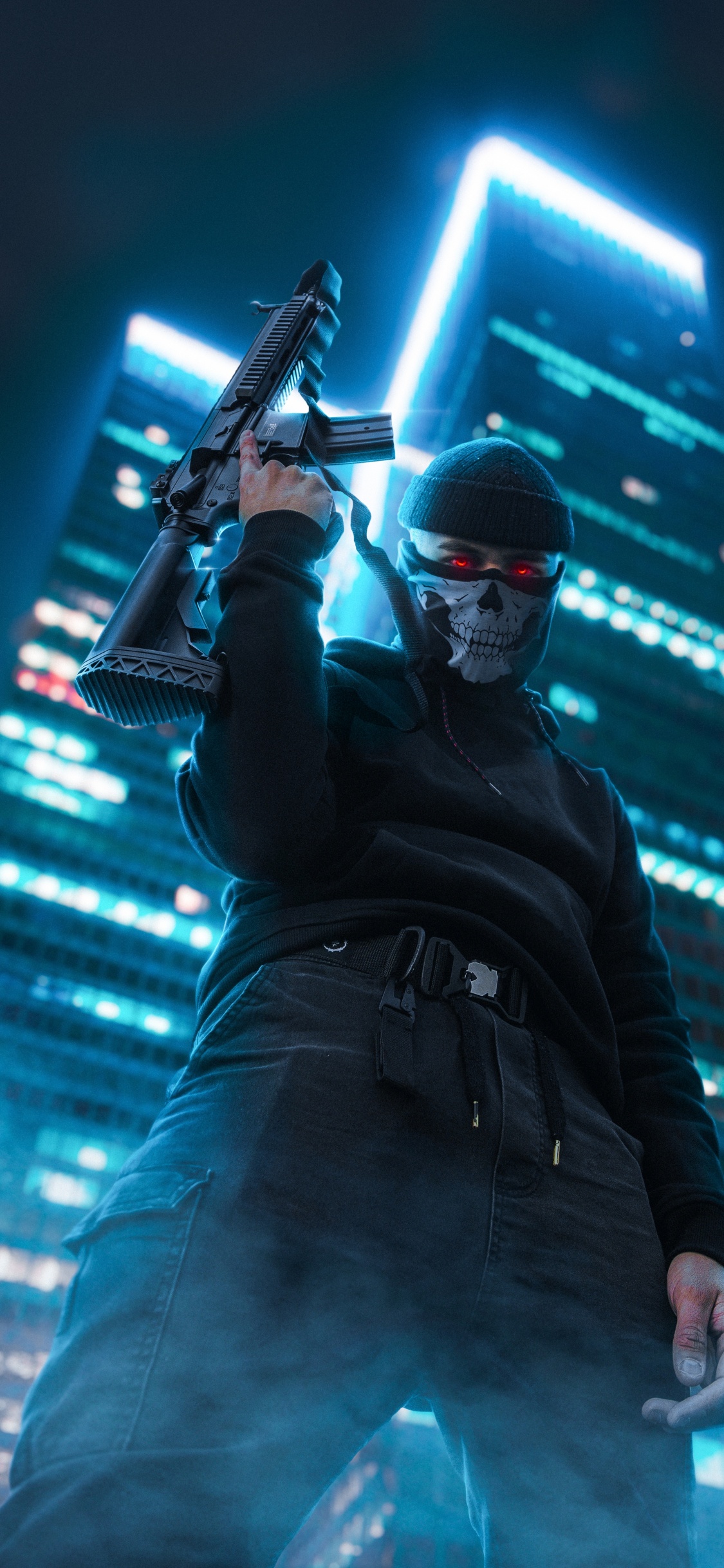 Обои мальчик в маске черепа, шляпа, человеческое тело, музыкальный исполнитель, музыкант в разрешении 1125x2436