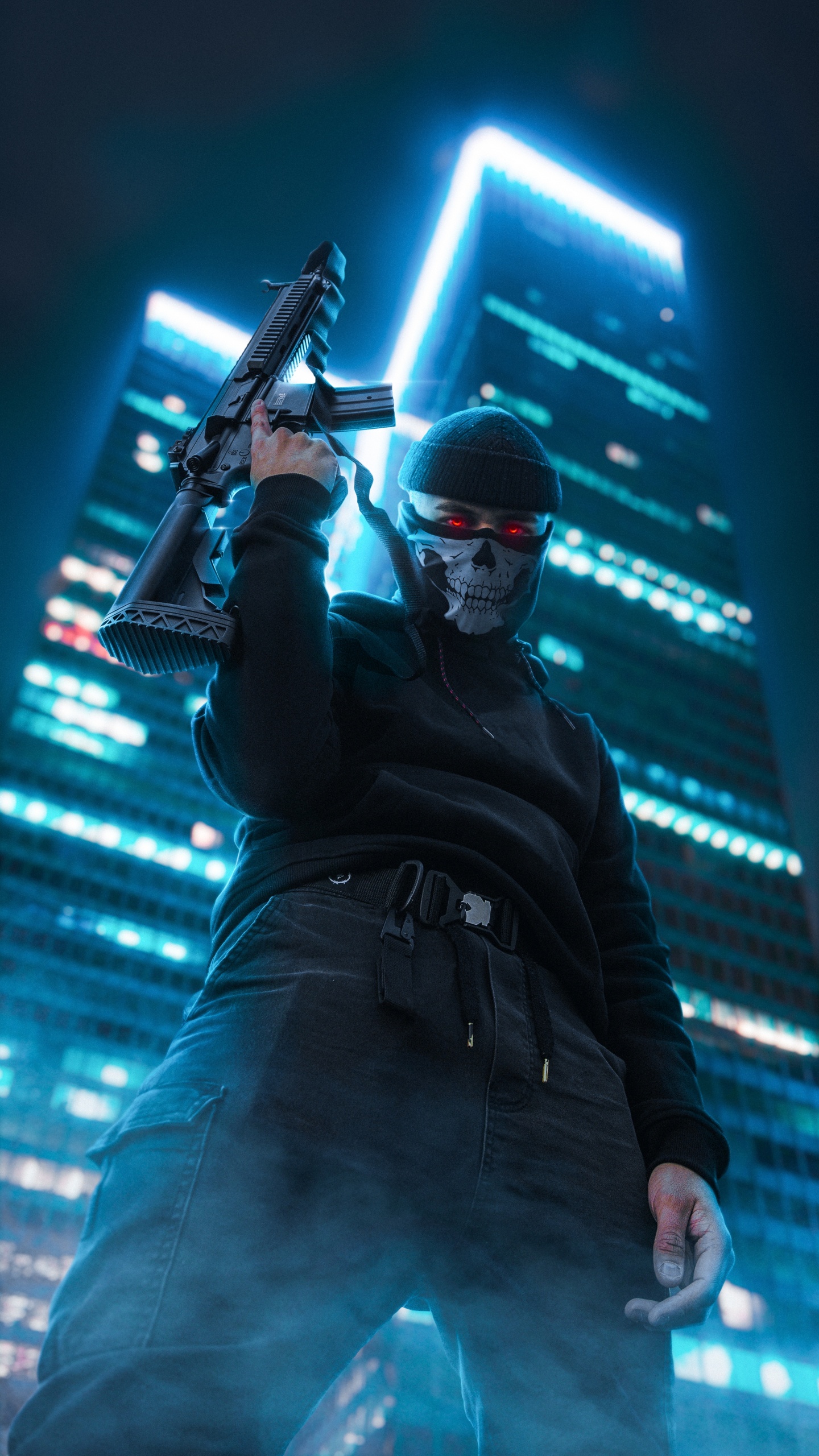 Обои мальчик в маске черепа, шляпа, человеческое тело, музыкальный исполнитель, музыкант в разрешении 1440x2560