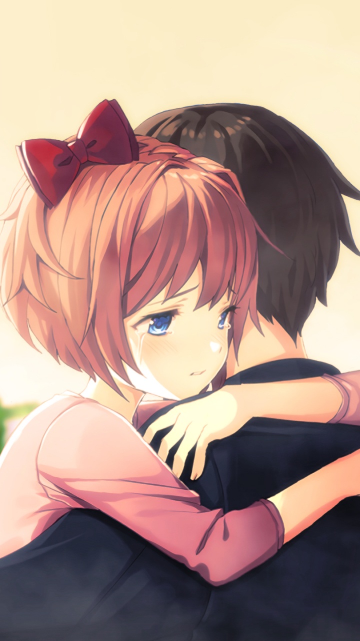 Обои Доки Литературы Доки-Клуб, аниме, крепкое объятие, мультфильм, взаимодействие в разрешении 720x1280