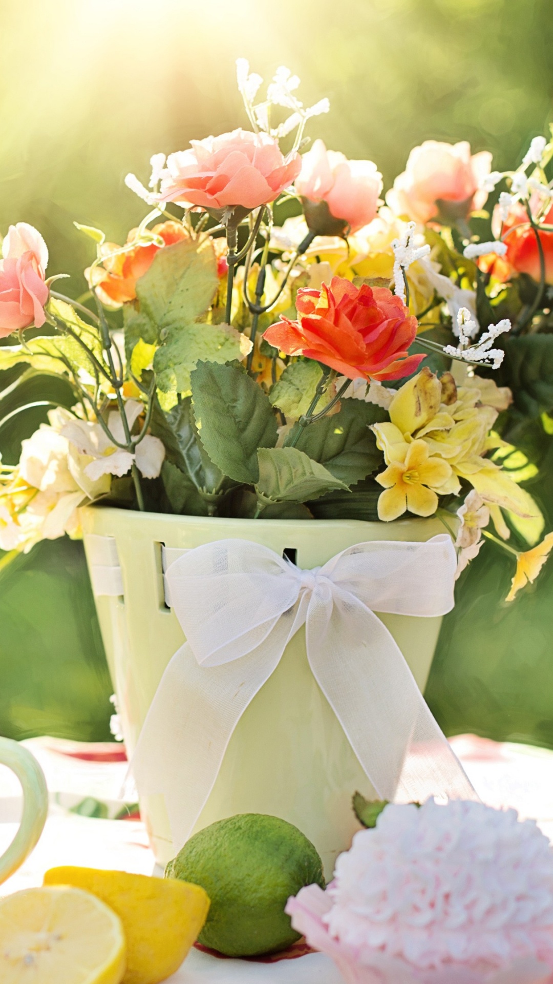 Обои цветок, натюрморт, живопись, желтый, растение в разрешении 1080x1920