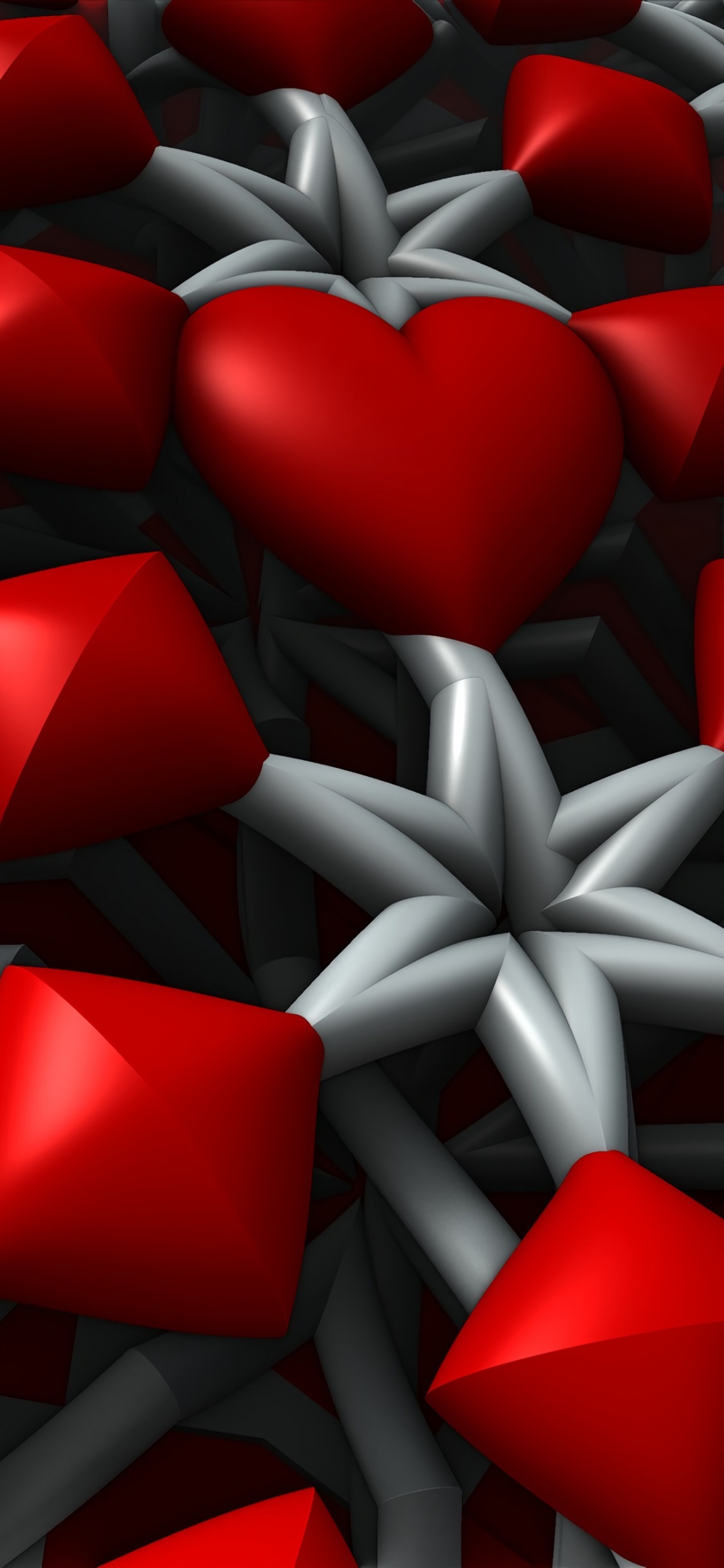 Обои красный цвет, лепесток, кармин, сердце, дизайн в разрешении 1125x2436