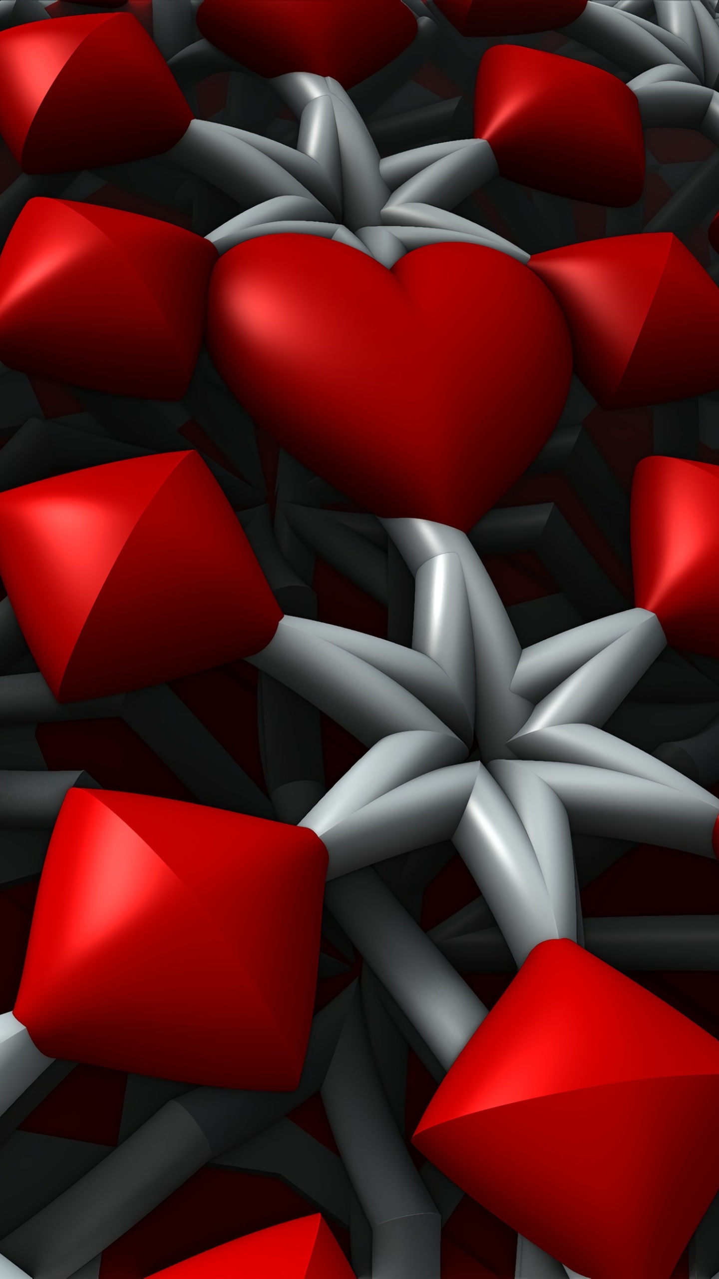 Обои красный цвет, лепесток, кармин, сердце, дизайн в разрешении 1440x2560