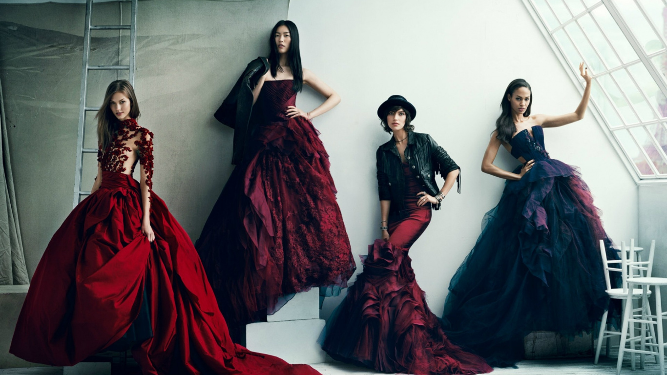 Обои мода, модель, платье, манекенщица, высокая мода в разрешении 1366x768