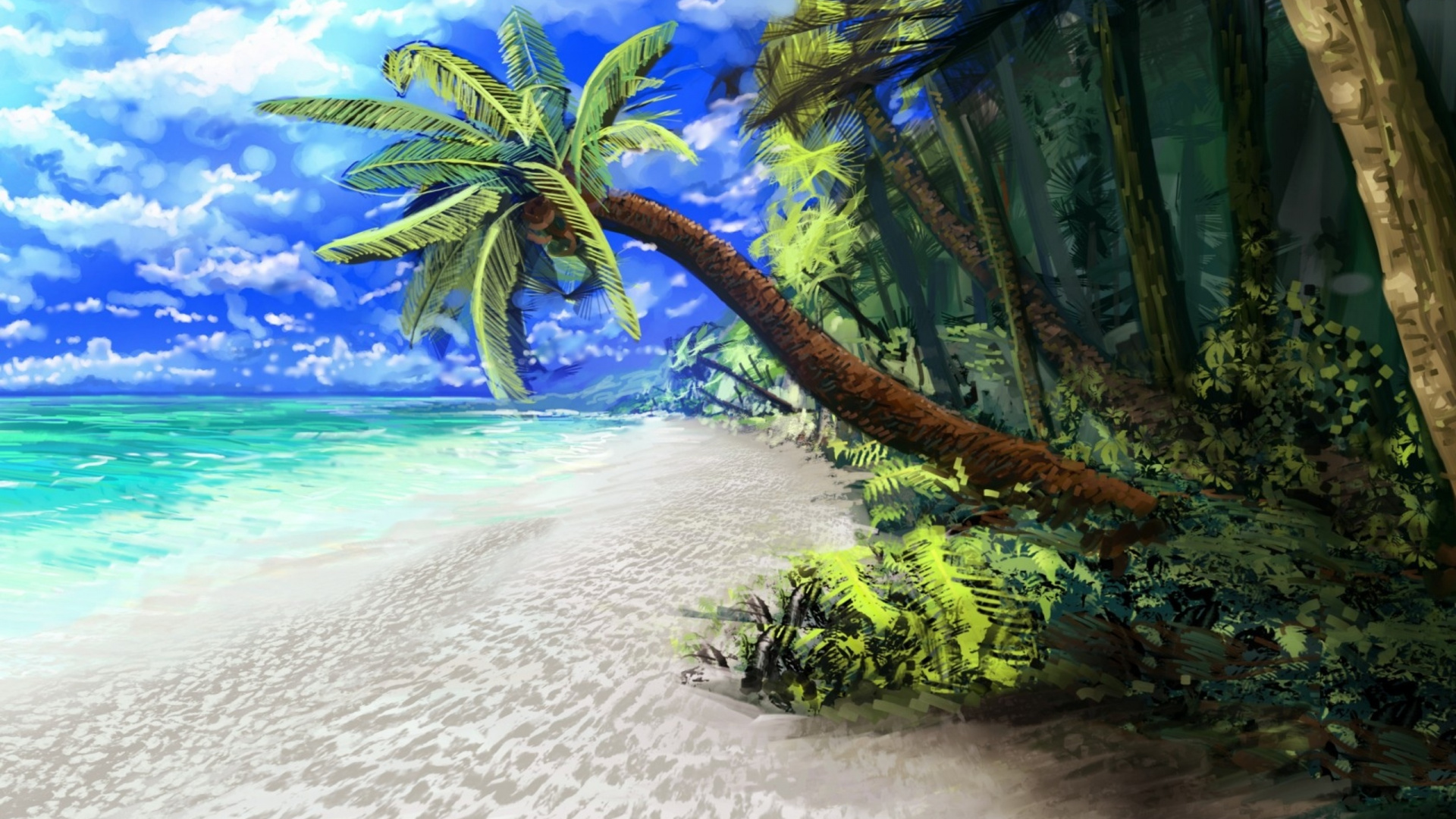 Обои пляж, море, тропическая зона, дерево, Пальма в разрешении 1920x1080