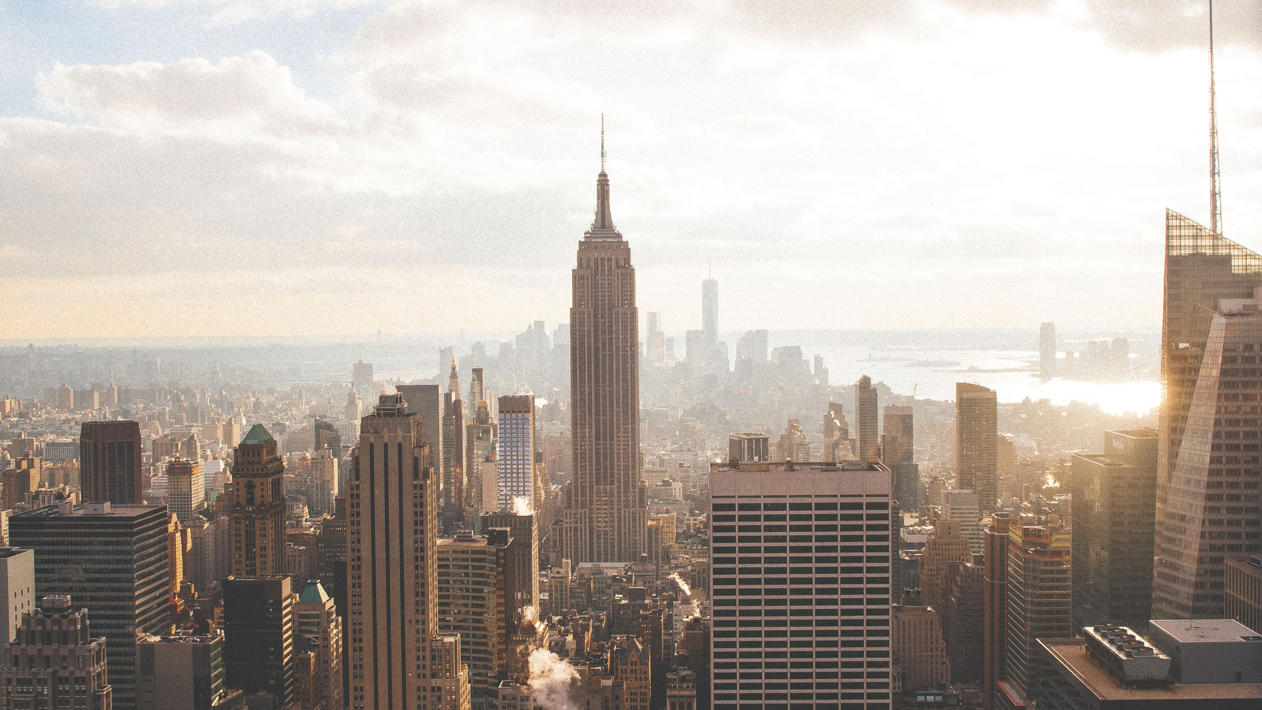 Обои Нью-Йорк, Бруклинский мост, город, арт, облако в разрешении 2560x1440