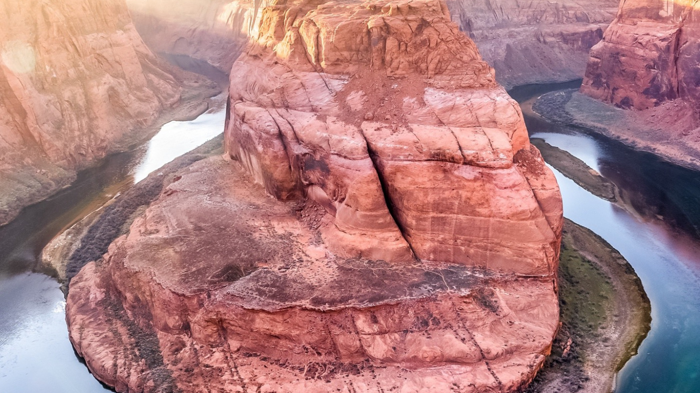 Обои хорсшу-бенд, большой каньон, Глен Каньон Дэм, озеро Пауэлл, страница в разрешении 1366x768