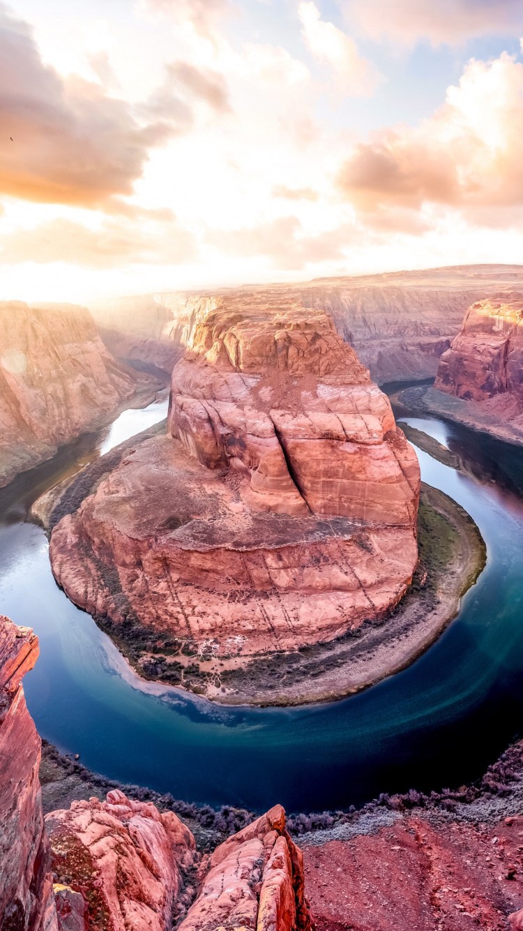 Обои хорсшу-бенд, большой каньон, Глен Каньон Дэм, озеро Пауэлл, страница в разрешении 750x1334