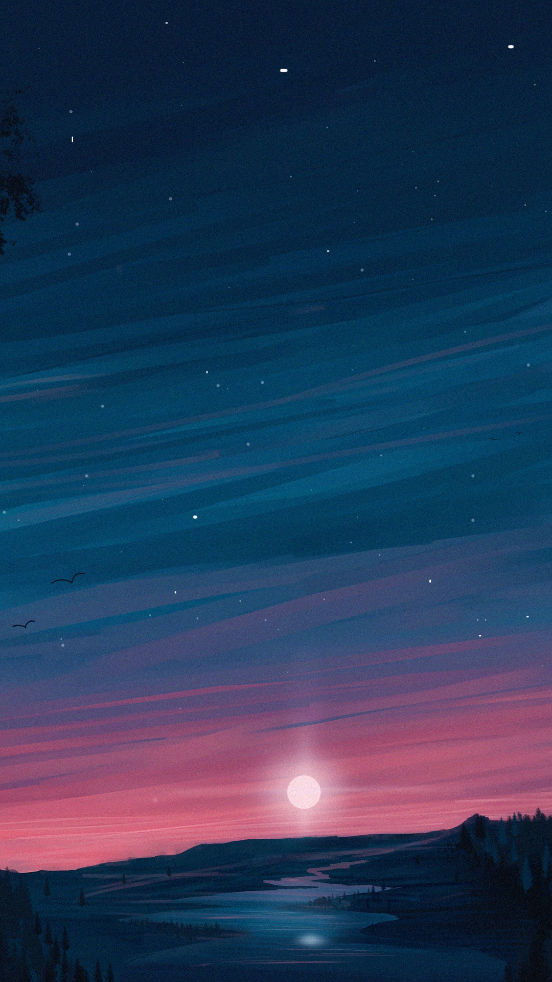 Обои Аврора, ночь, облако, природа, полночь в разрешении 1080x1920