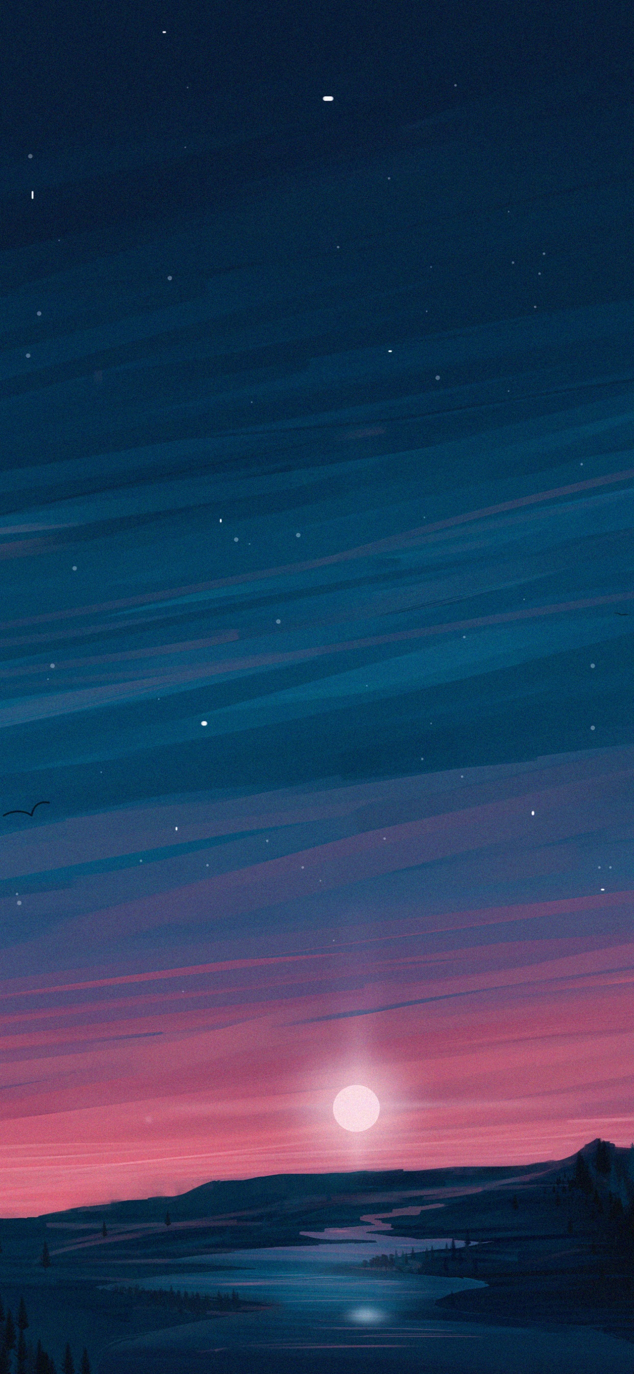 Обои Аврора, ночь, облако, природа, полночь в разрешении 1242x2688