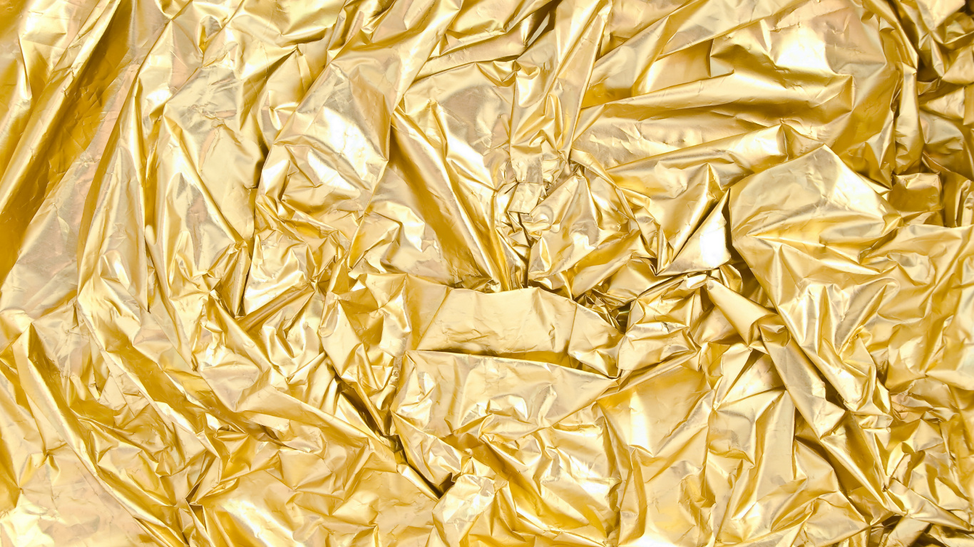Обои золото, сусальное золото, желтый, узор, материал в разрешении 1366x768