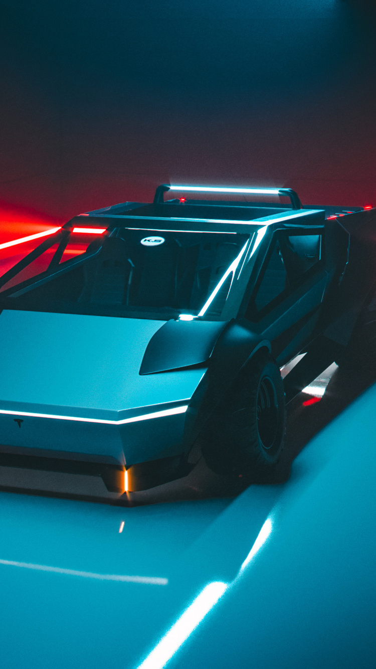 Обои Tesla Cybertruck, Пикап, Tesla Model X, Tesla, свет в разрешении 750x1334
