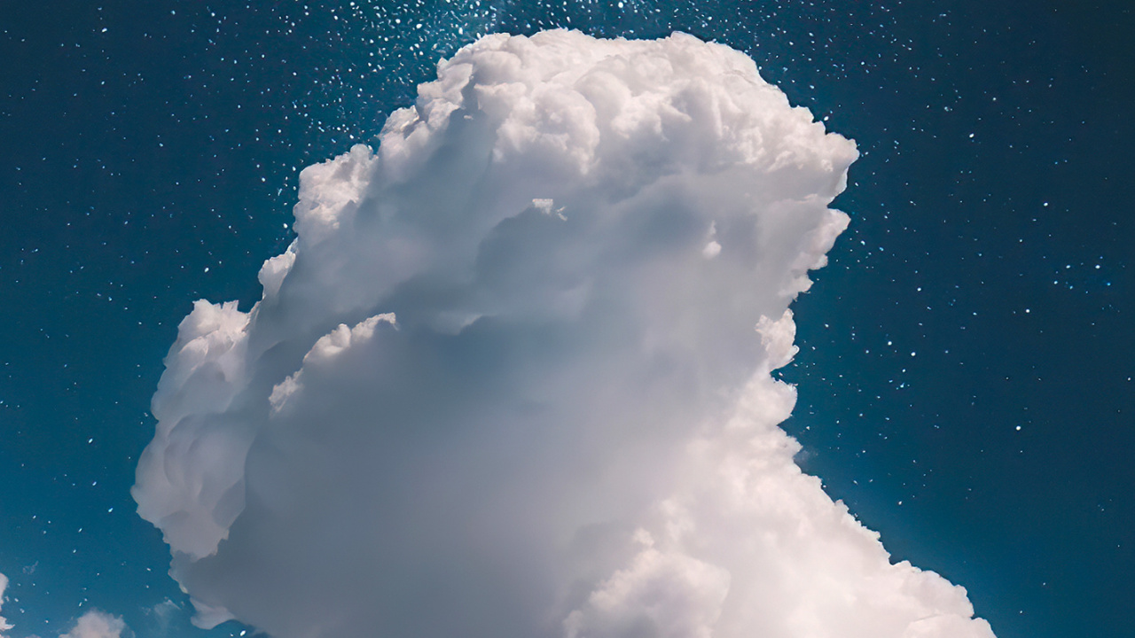 Обои ночное небо, облако, атмосфера, белые, луна в разрешении 1280x720