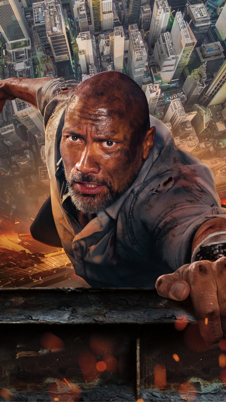 Обои Дуэйн Джонсон, небоскреб, компьютерная игра, боевик, кинорежиссер в разрешении 750x1334