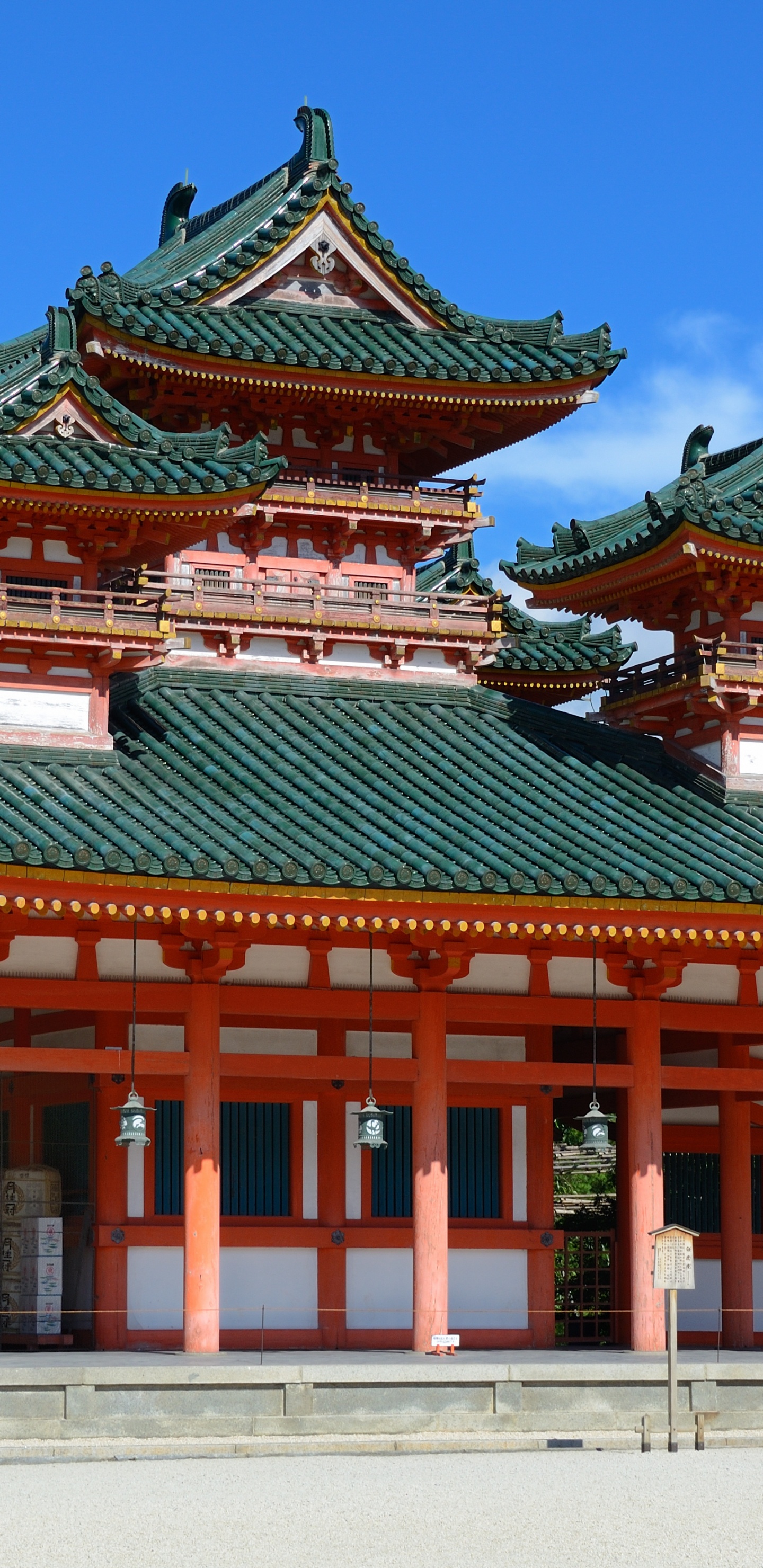Обои Хэйан, китайская архитектура, японская архитектура, архитектура, синтоистский храм в разрешении 1440x2960