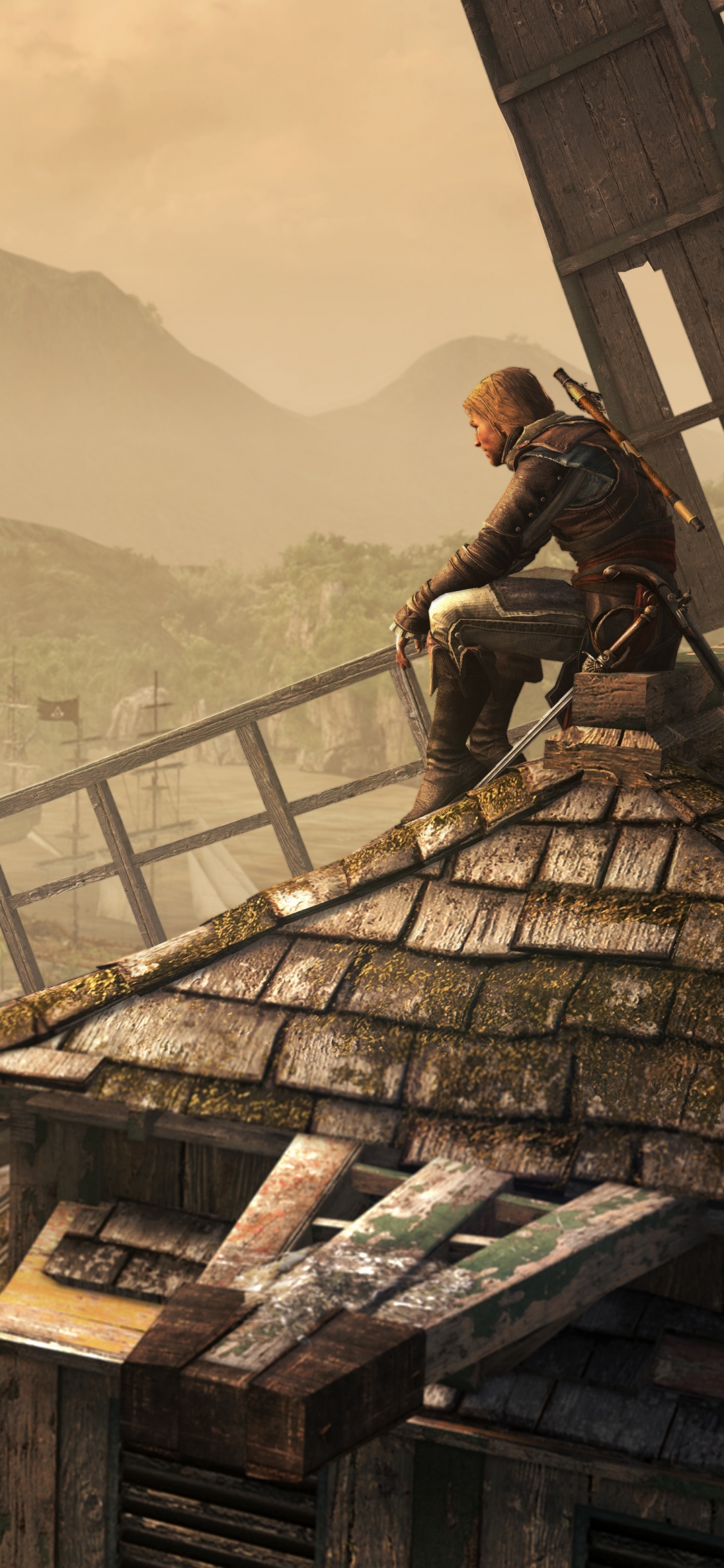 Обои Assassins Creed III, ubisoft, Эдвард Кенуэй, playstation 3, компьютерная игра в разрешении 1125x2436