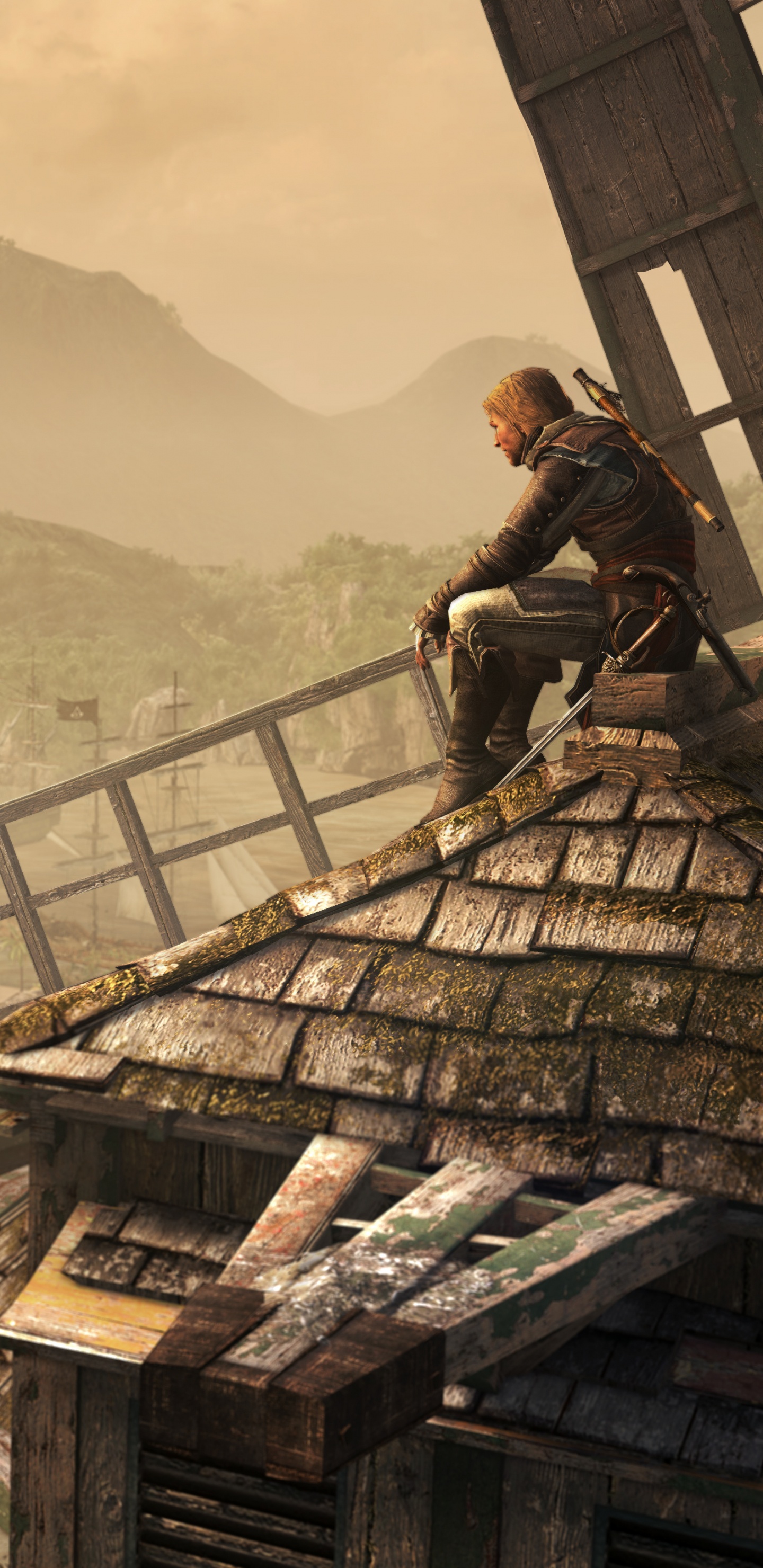 Обои Assassins Creed III, ubisoft, Эдвард Кенуэй, playstation 3, компьютерная игра в разрешении 1440x2960