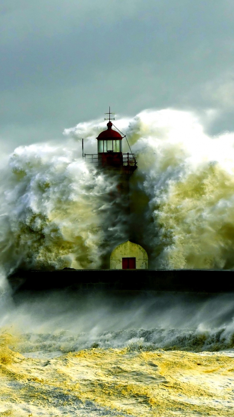 Обои ветровая волна, волна, облако, море, буря в разрешении 750x1334