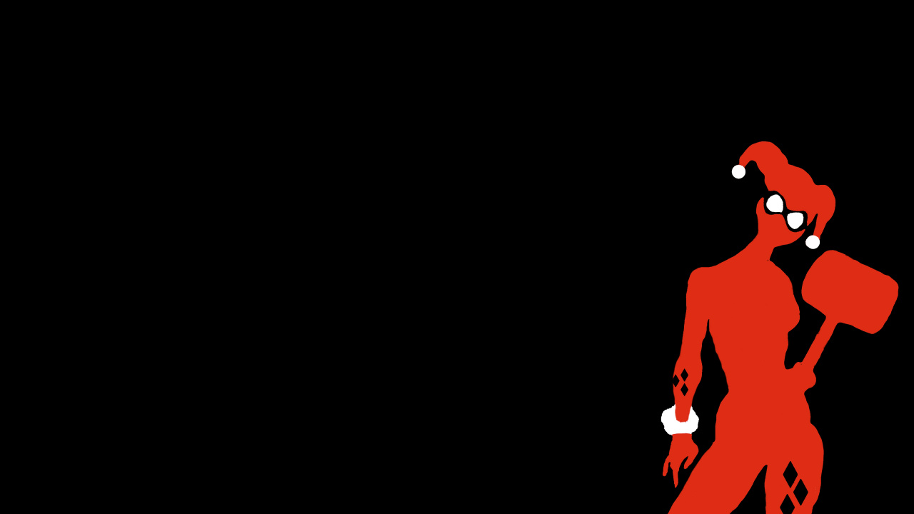 Обои Харли Квинн, Джокер, красный цвет, арт, отряд самоубийц в разрешении 1280x720