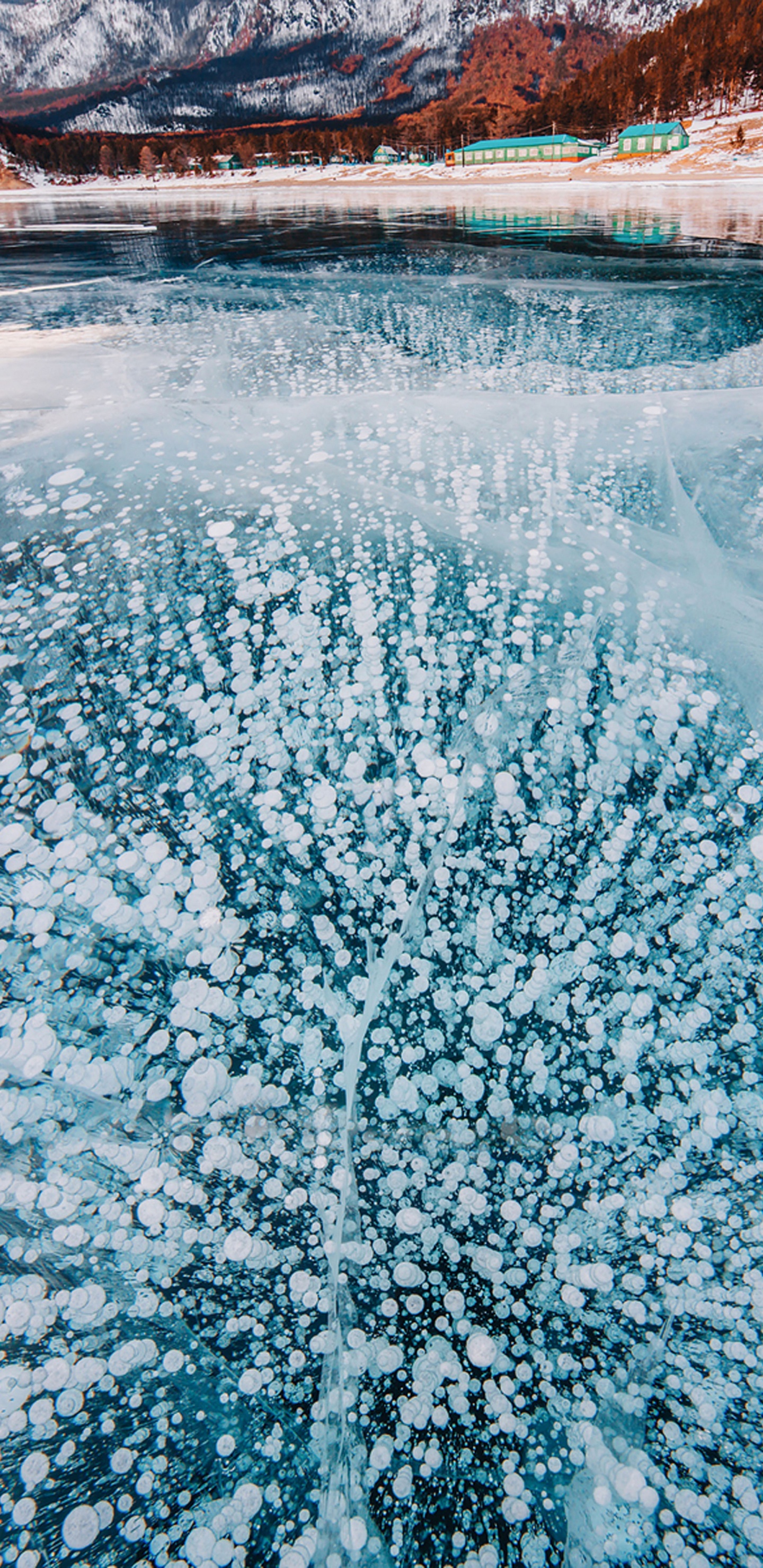 Обои Байкал, озеро, вода, замораживание, зима в разрешении 1440x2960