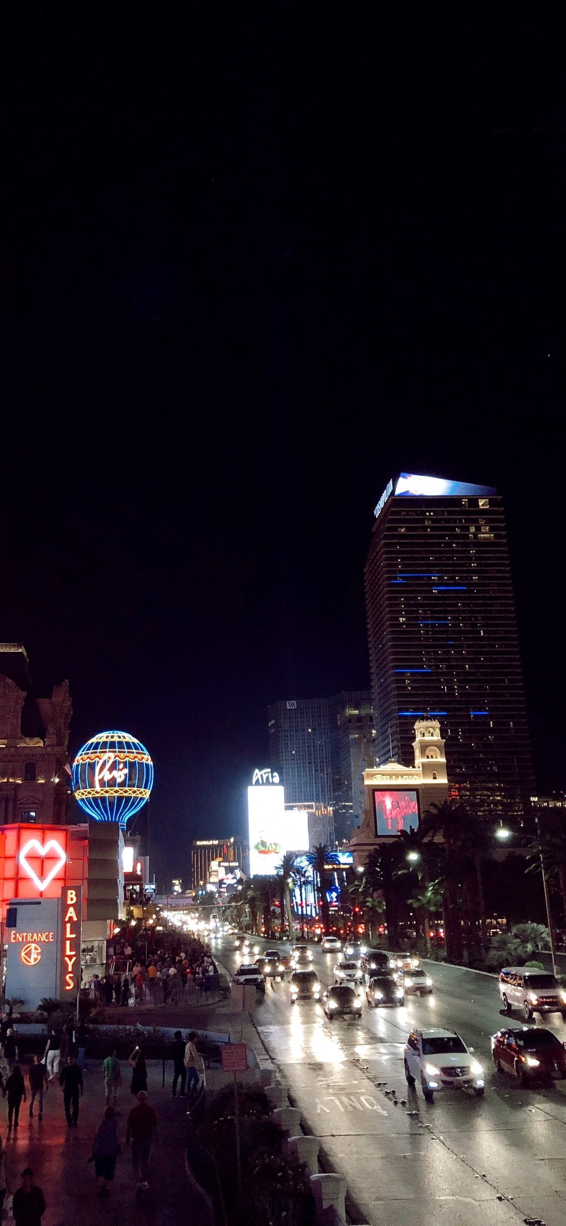 Обои Лас Вегас, США, Париж отель и казино, Париж Лас-Вегас, ночь в разрешении 1125x2436