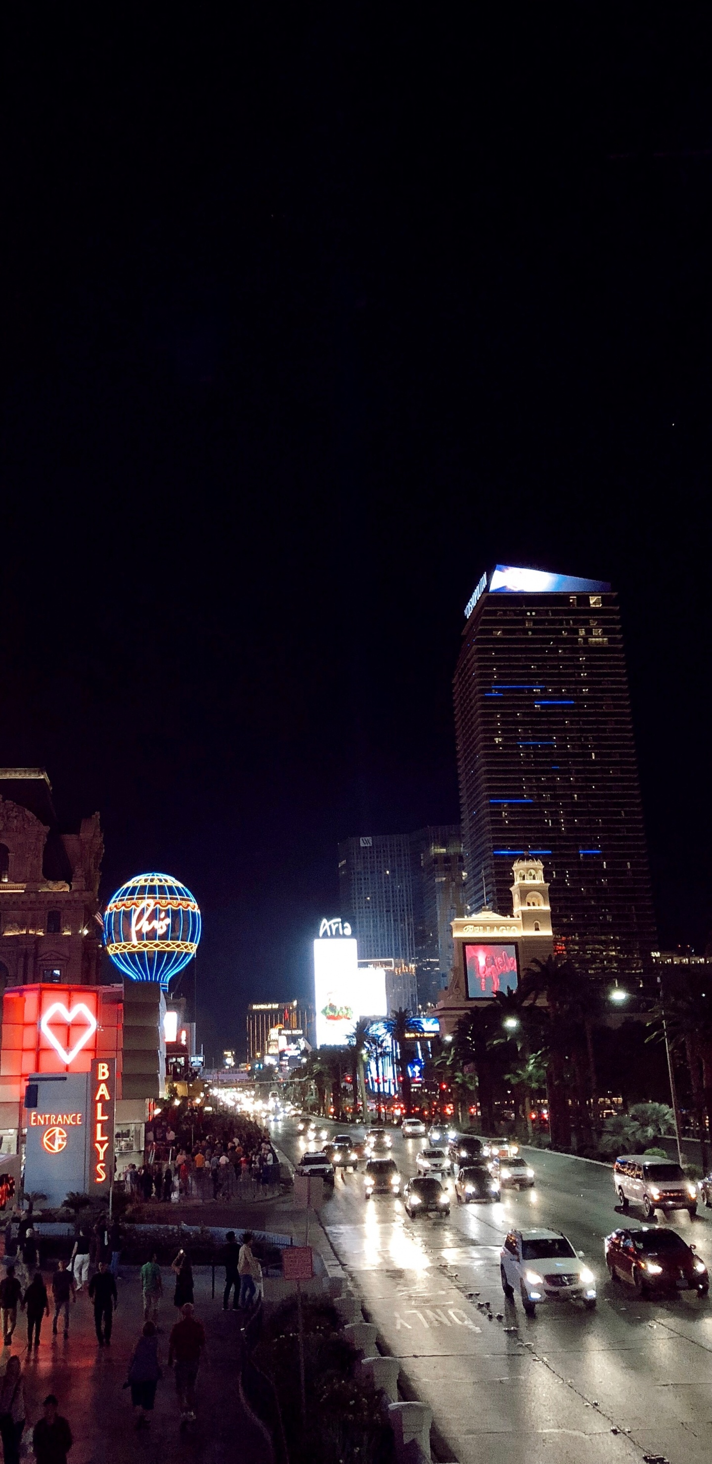 Обои Лас Вегас, США, Париж отель и казино, Париж Лас-Вегас, ночь в разрешении 1440x2960