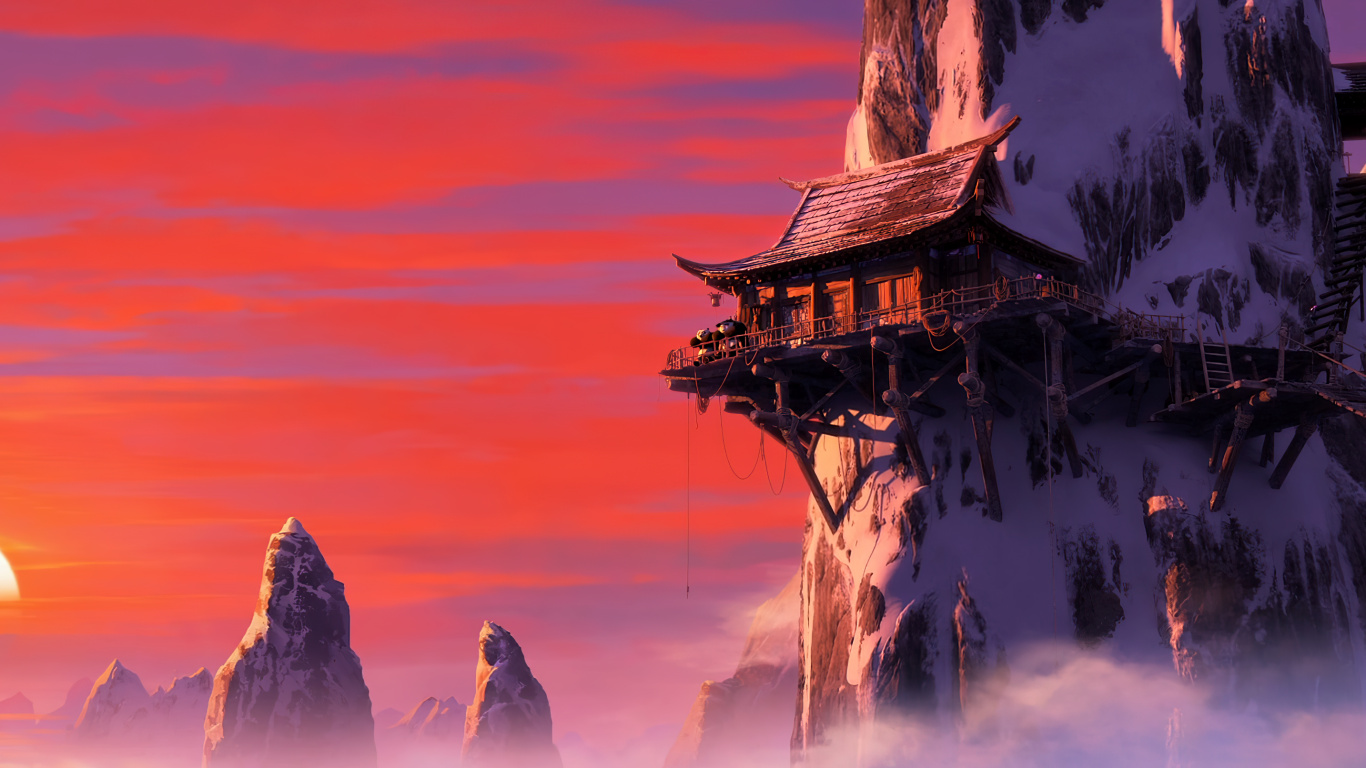 Обои студия DreamWorks Animation, облако, атмосфера, мир, здание в разрешении 1366x768