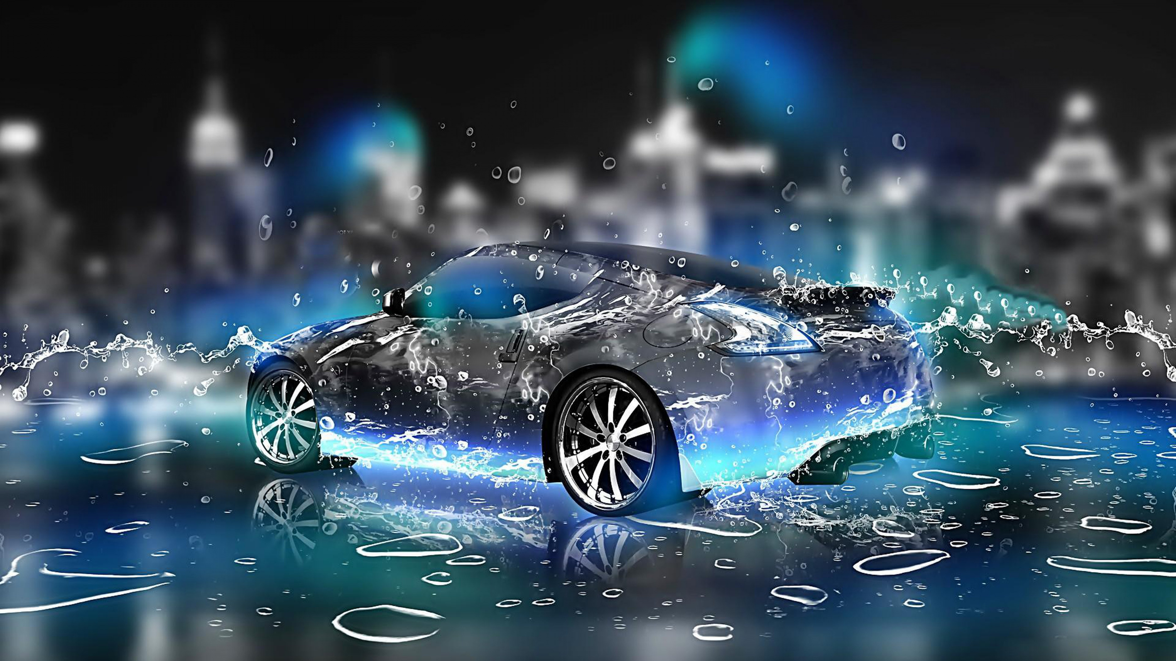 Обои авто, городской автомобиль, спорткар, отражение, графический ...