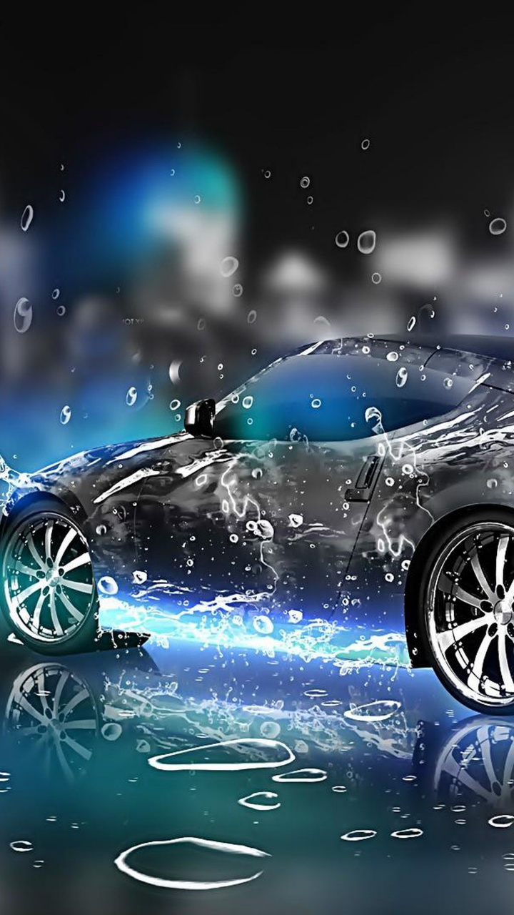 Обои авто, городской автомобиль, спорткар, отражение, графический дизайн в разрешении 720x1280