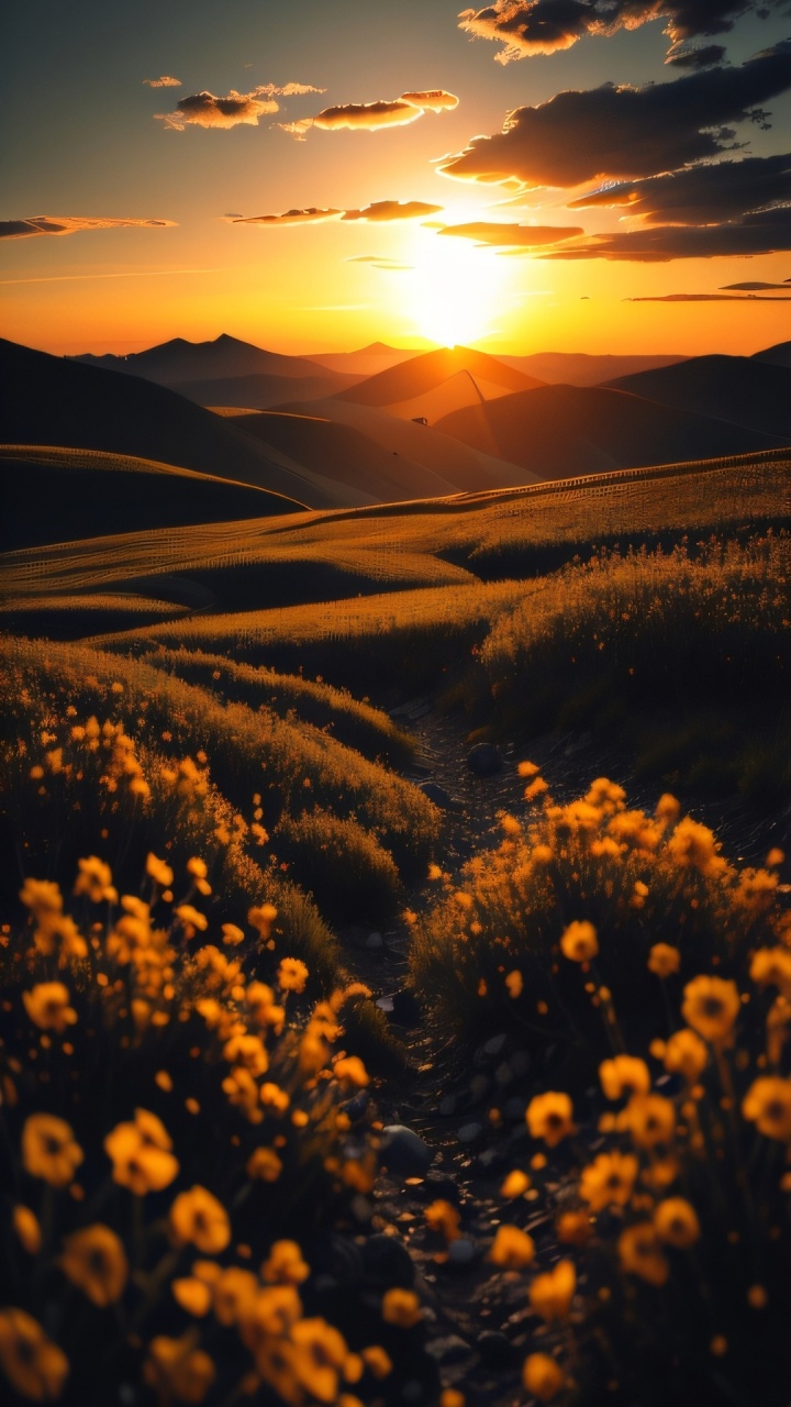 Обои полевой цветок, облако, растение, цветок, атмосфера в разрешении 720x1280