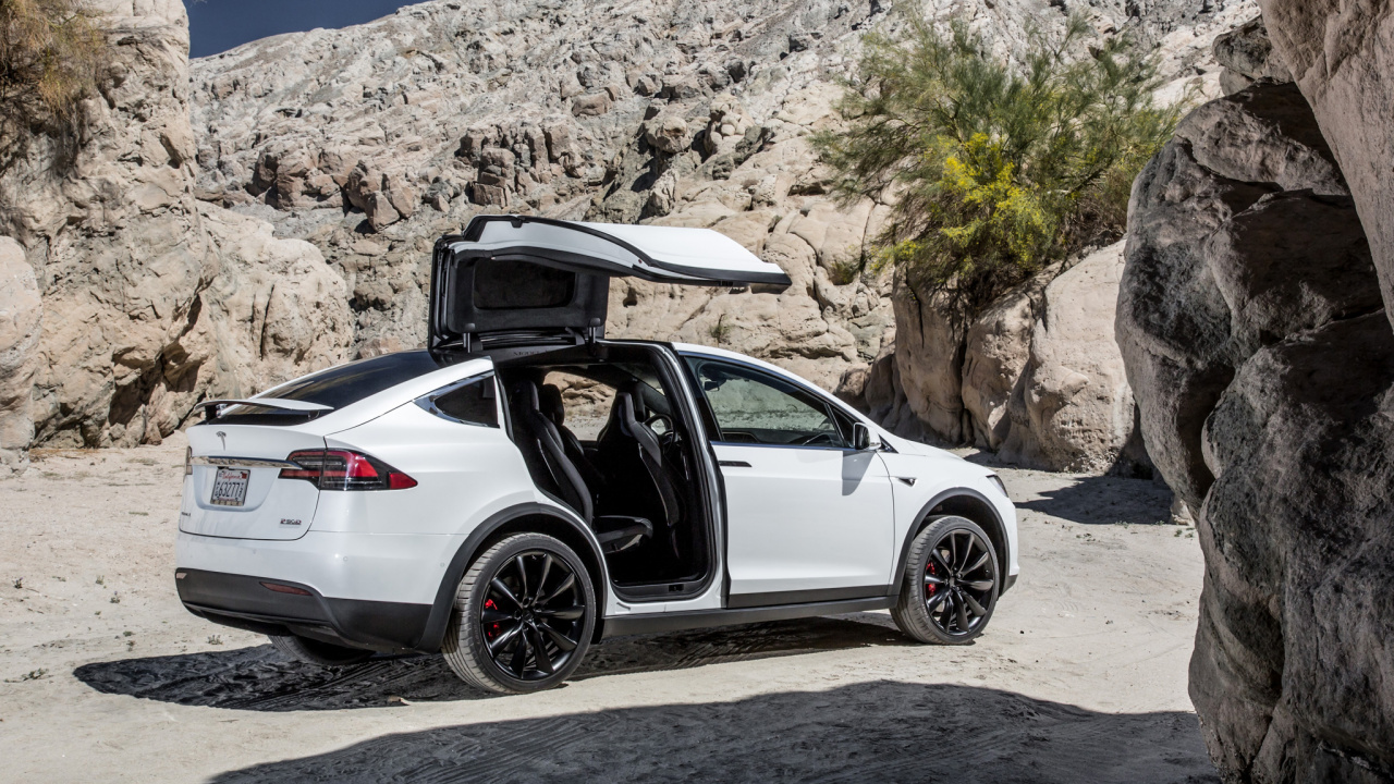 Обои авто, обод, семейный автомобиль, 2016 модель Тесла х 75Д, p90d в разрешении 1280x720