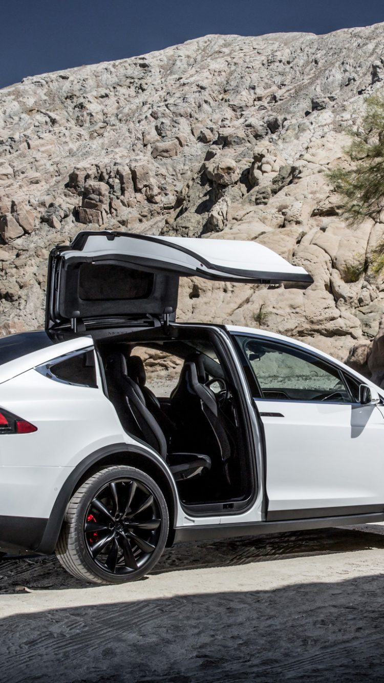 Обои авто, обод, семейный автомобиль, 2016 модель Тесла х 75Д, p90d в разрешении 750x1334