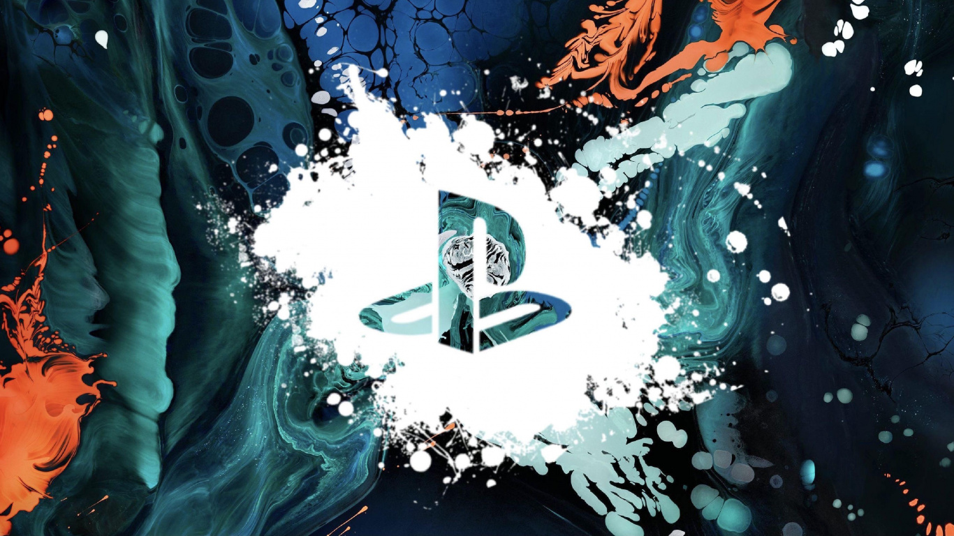 Обои playstation, яблоко, красочность, арт, графика в разрешении 1366x768