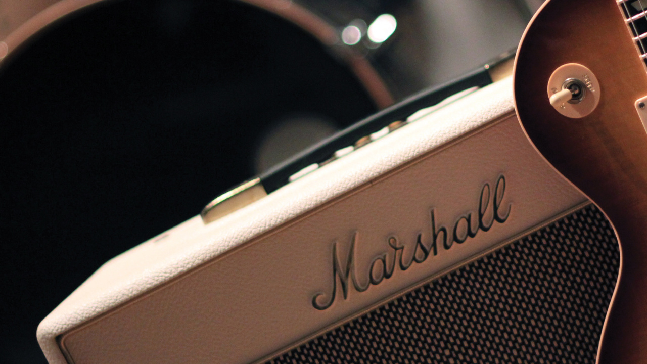 Обои усилитель marshall, гитара, электронный инструмент, акустическая гитара, струнный инструмент в разрешении 1280x720