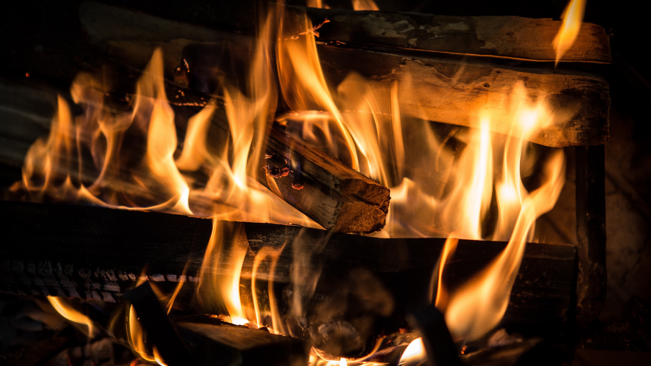 Обои камин, огонь, пламя, печь, тепло в разрешении 1280x720