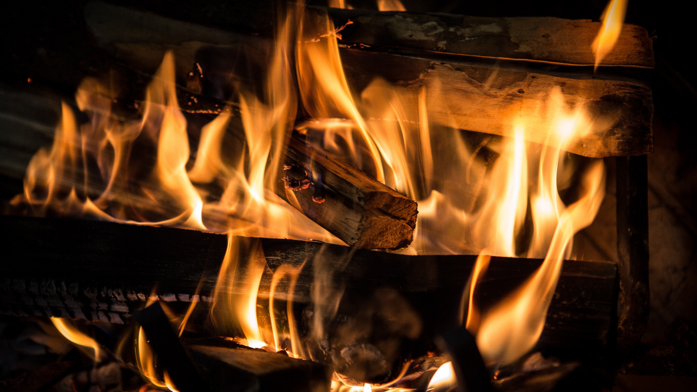 Обои камин, огонь, пламя, печь, тепло в разрешении 1366x768