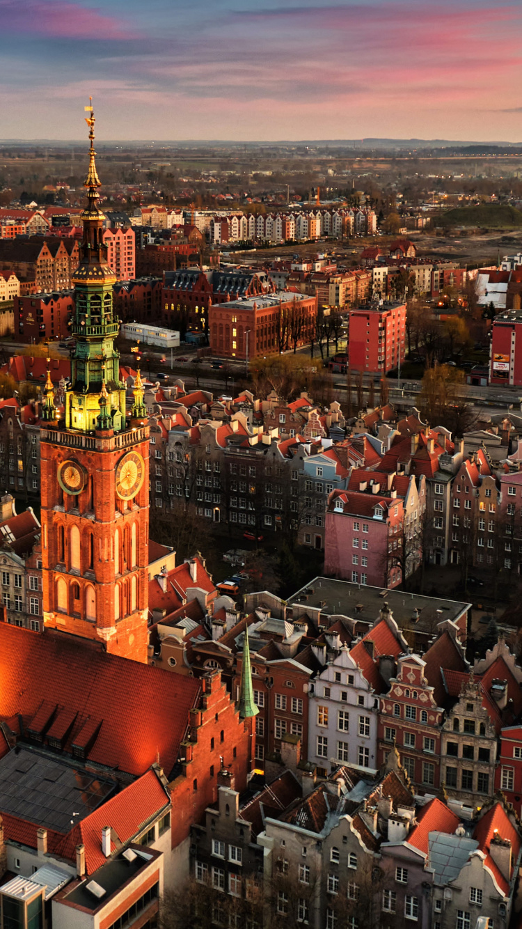 Обои городской район, Gdask, здание, облако, мир в разрешении 750x1334