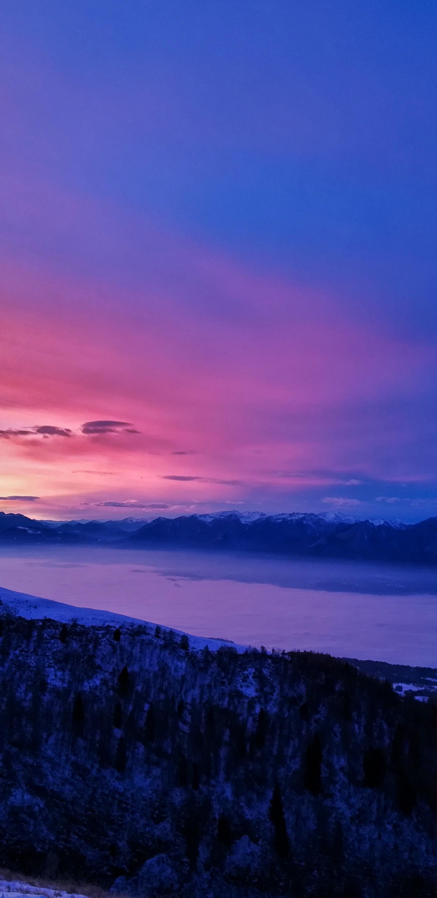 Обои утро, синий, пейзажи гор, море, небо в разрешении 1440x2960