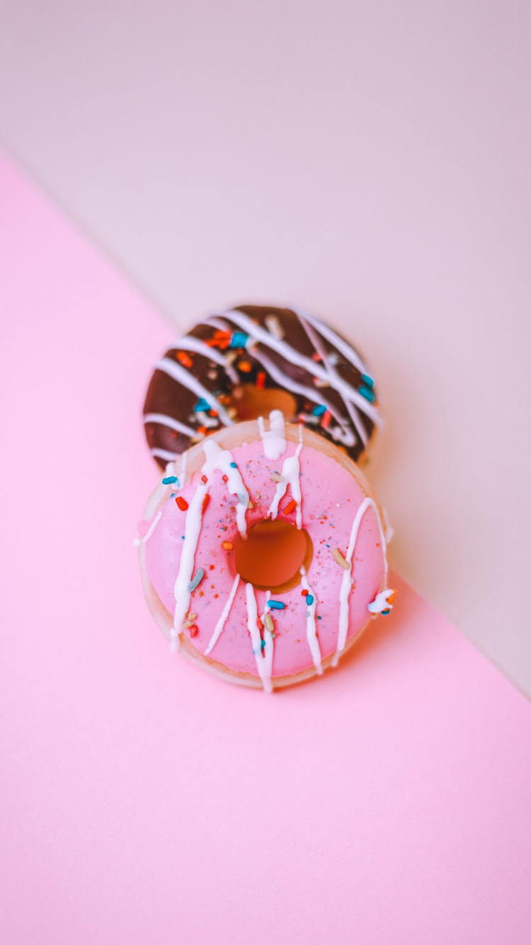 Обои пончик, пончики с яблочным сидром, пончики с корицей и сахаром, глазированные пончики, пища в разрешении 750x1334