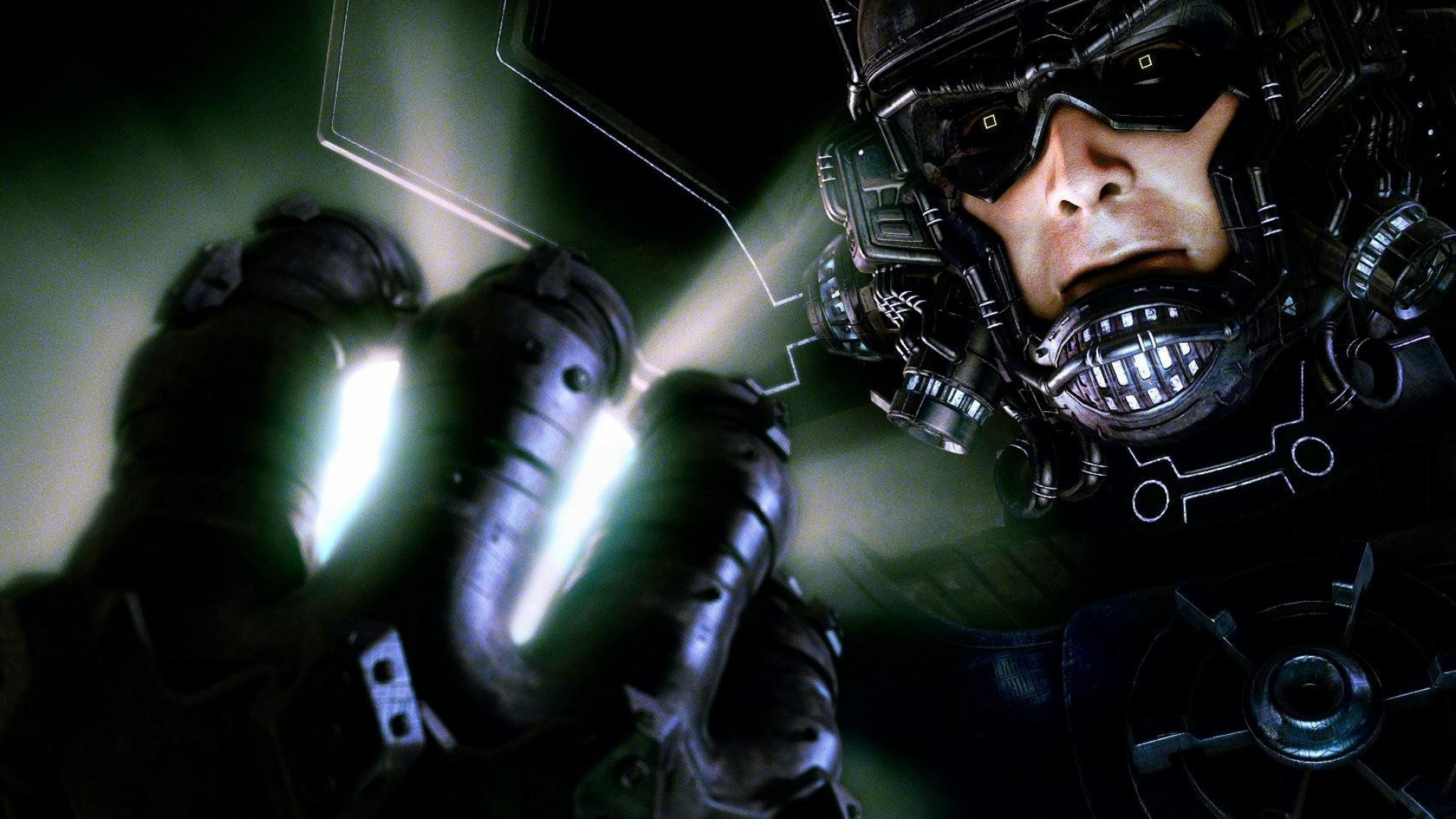 Обои спецэффекты, свет, полночь, киборг, видеоэффекты в разрешении 1920x1080