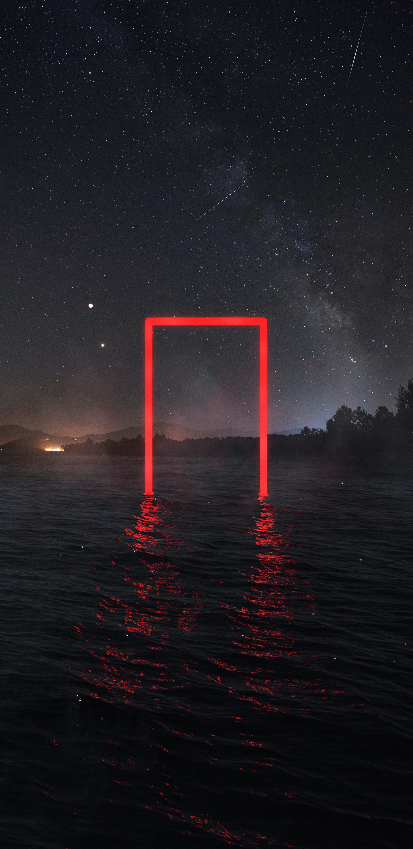 Обои атмосфера, вода, прямоугольник, горизонт, полутона и оттенки в разрешении 1440x2960