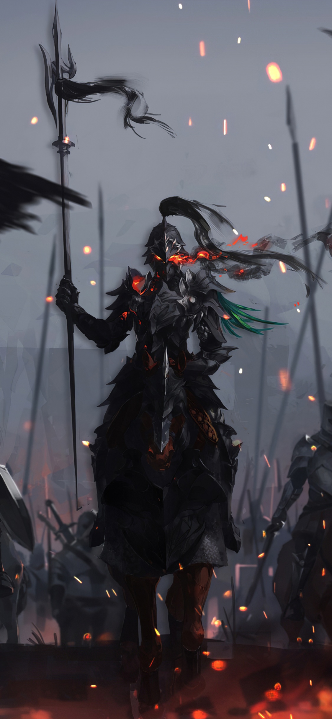 Обои рыцарское искусство, рыцарь, арт, фантастическое искусство, произведение искусства в разрешении 1125x2436