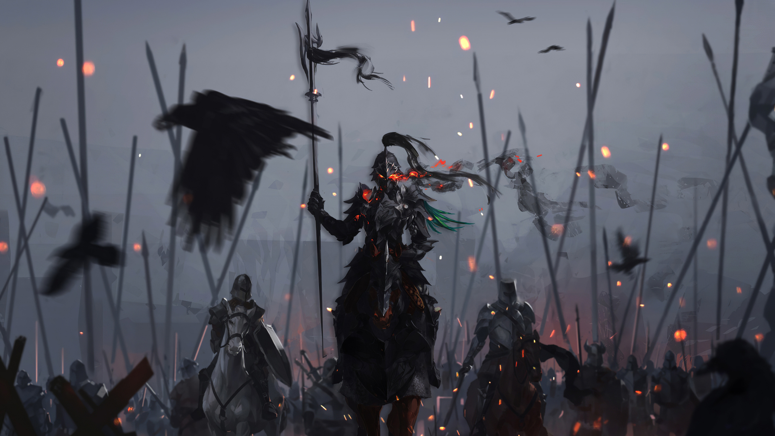 Обои рыцарское искусство, рыцарь, арт, фантастическое искусство, произведение искусства в разрешении 2560x1440