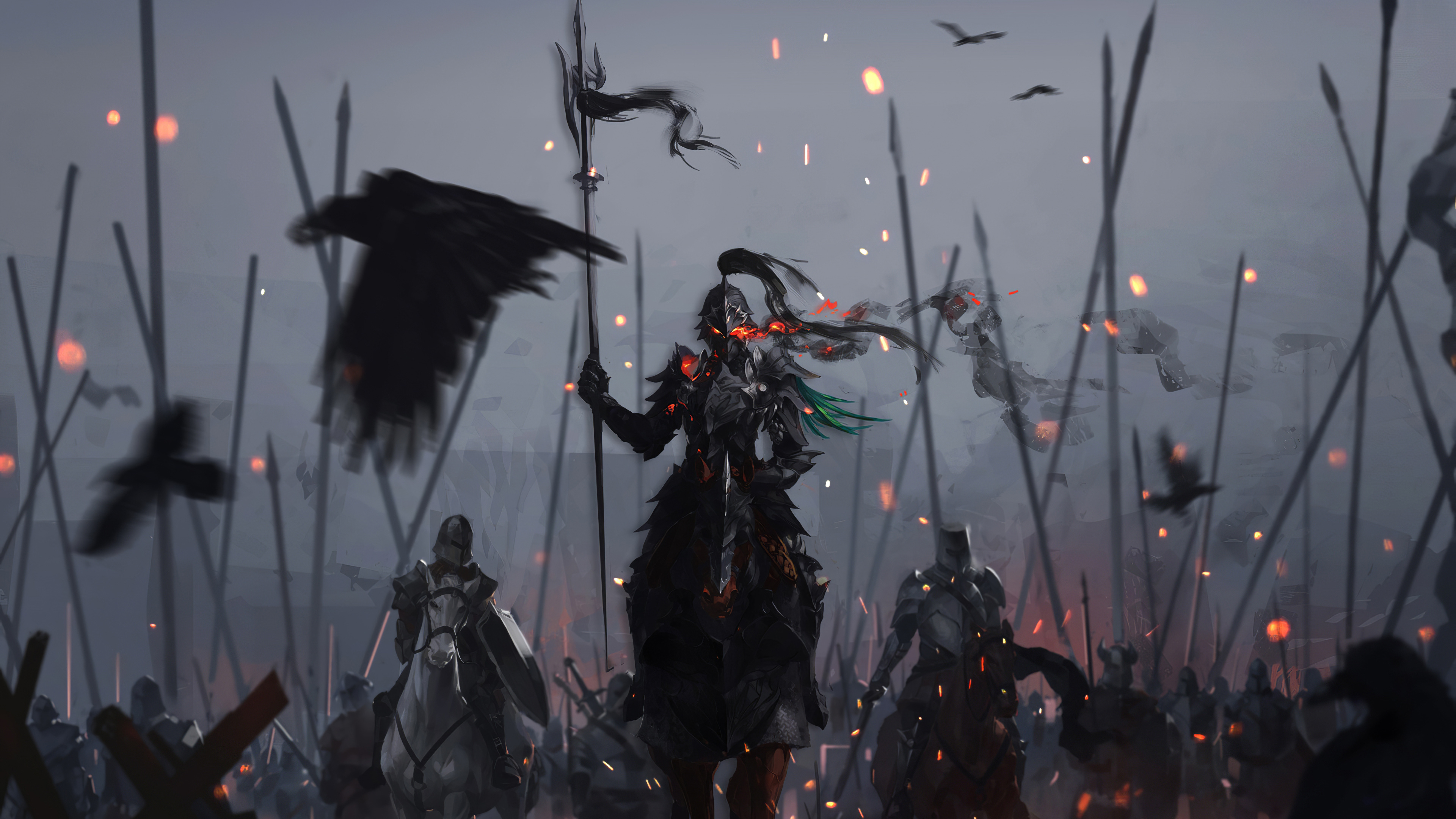 Обои рыцарское искусство, рыцарь, арт, фантастическое искусство, произведение искусства в разрешении 3840x2160