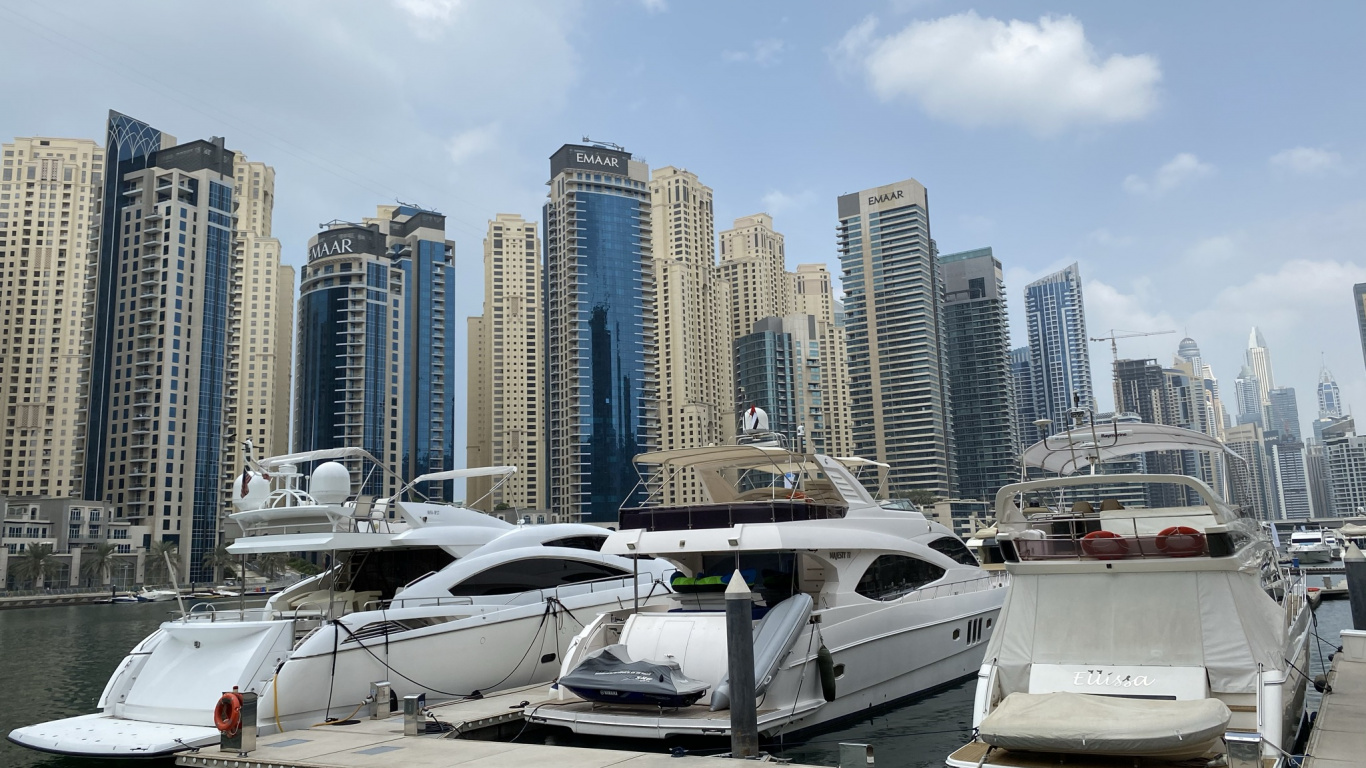 Обои Дубай, Дубай Марина, Марина, вода, башня в разрешении 1366x768