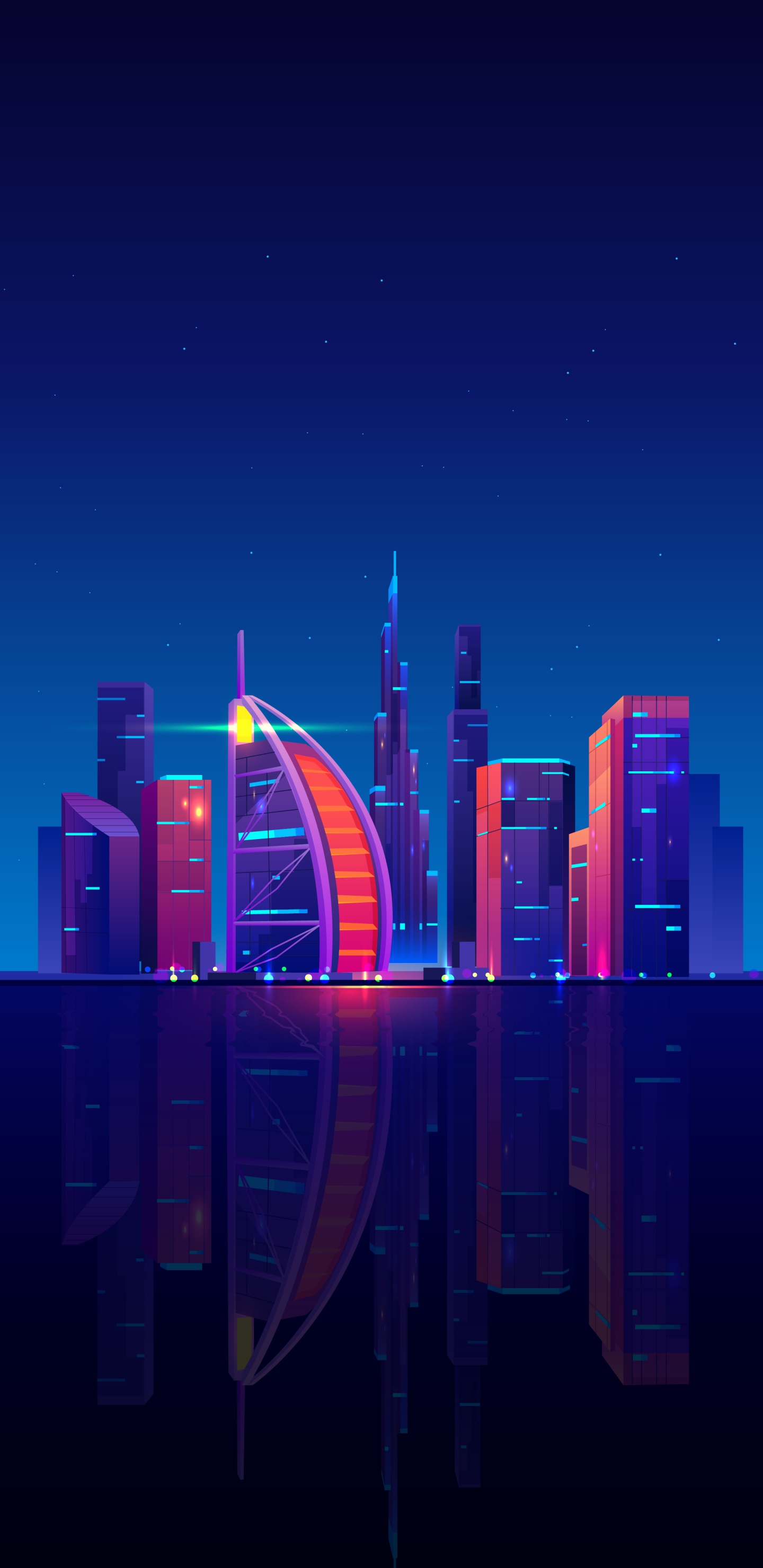 Обои Дубай, городской пейзаж, здание, небоскреб, вышка в разрешении 1440x2960