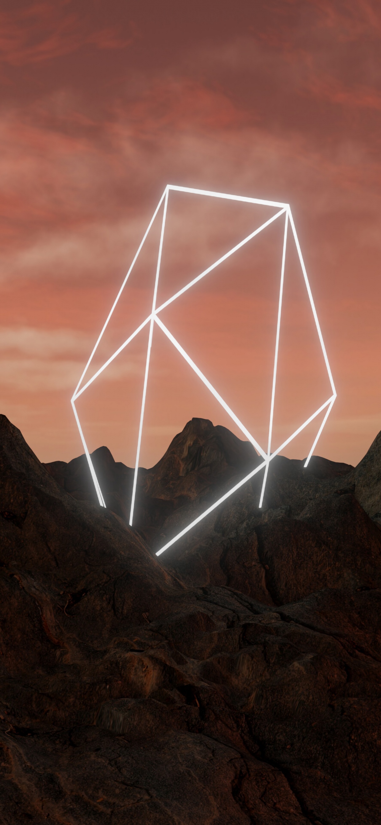 Обои треугольник, рок, пирамида, космос, иллюстрация в разрешении 1242x2688